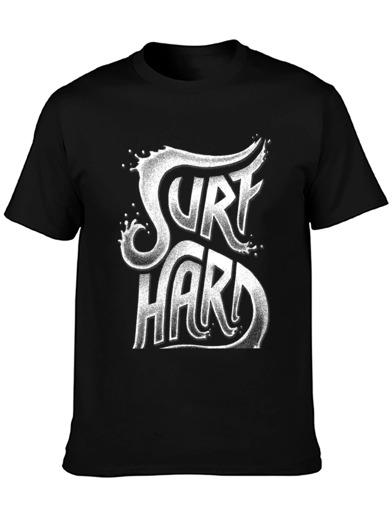 Surf Hard Graphic Tee - Black Cotton T-Shirt