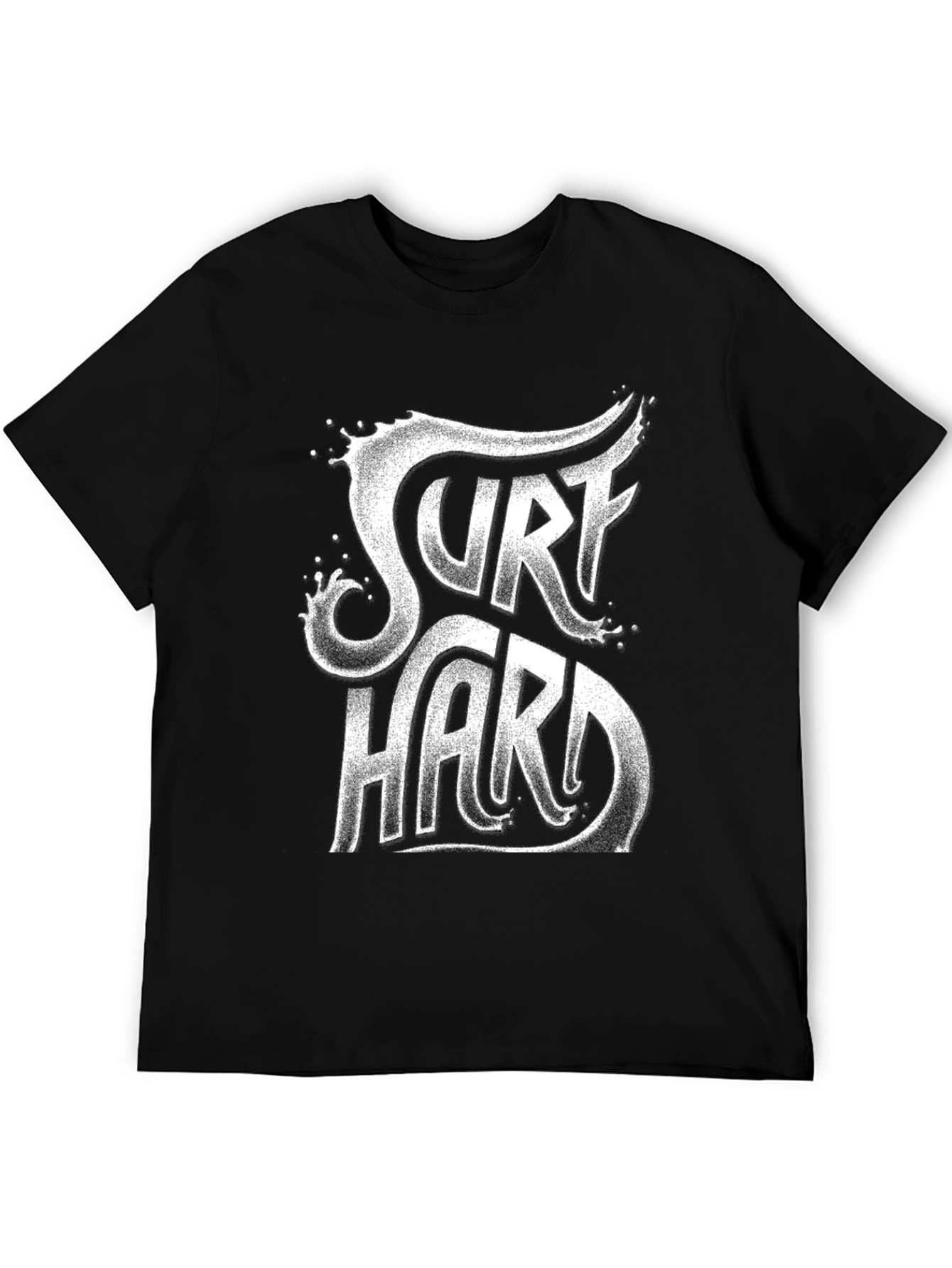 Surf Hard Graphic Tee - Black Cotton T-Shirt