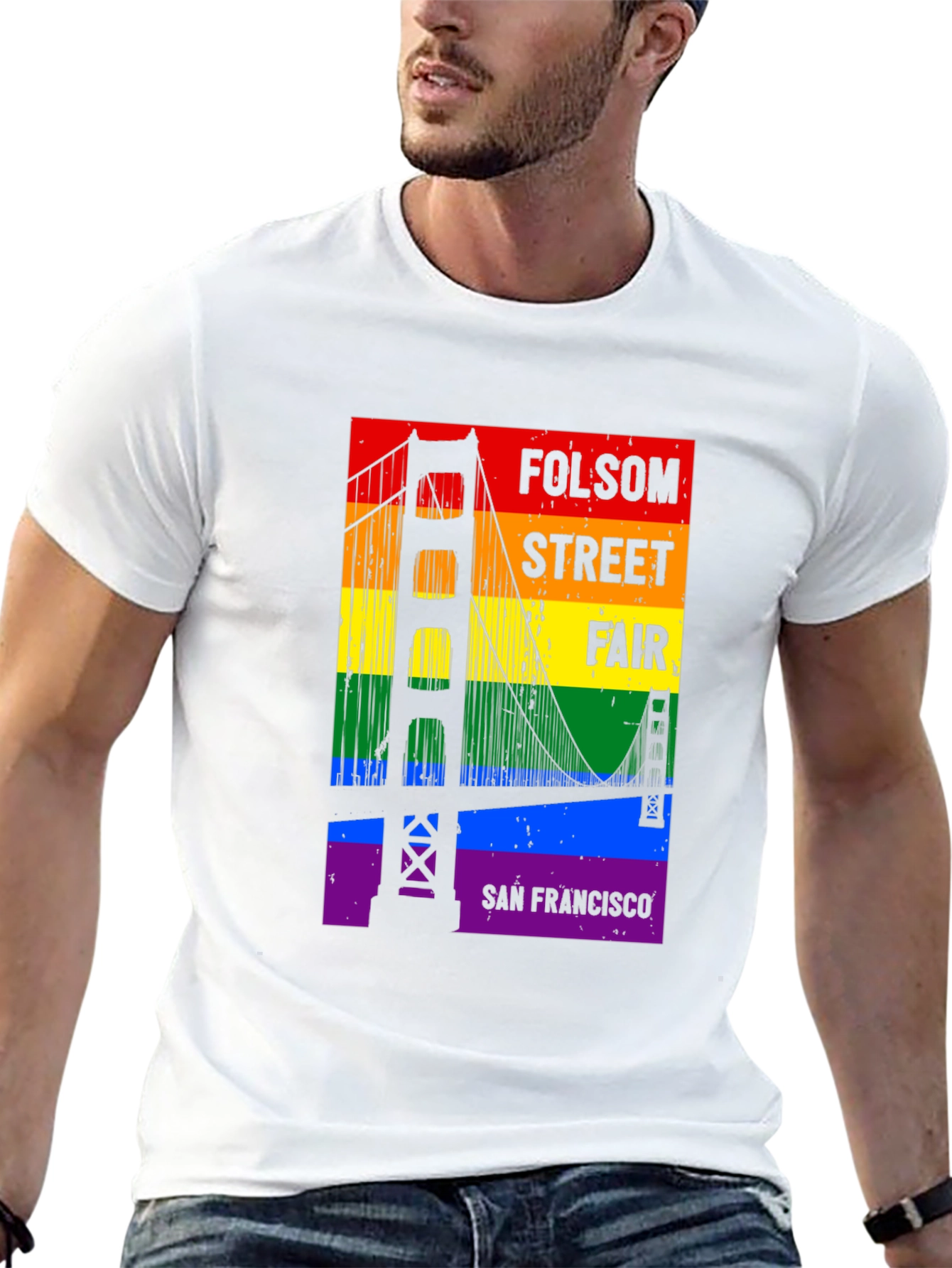Folsom Street Fair Rainbow Bridge Black T-Shirt