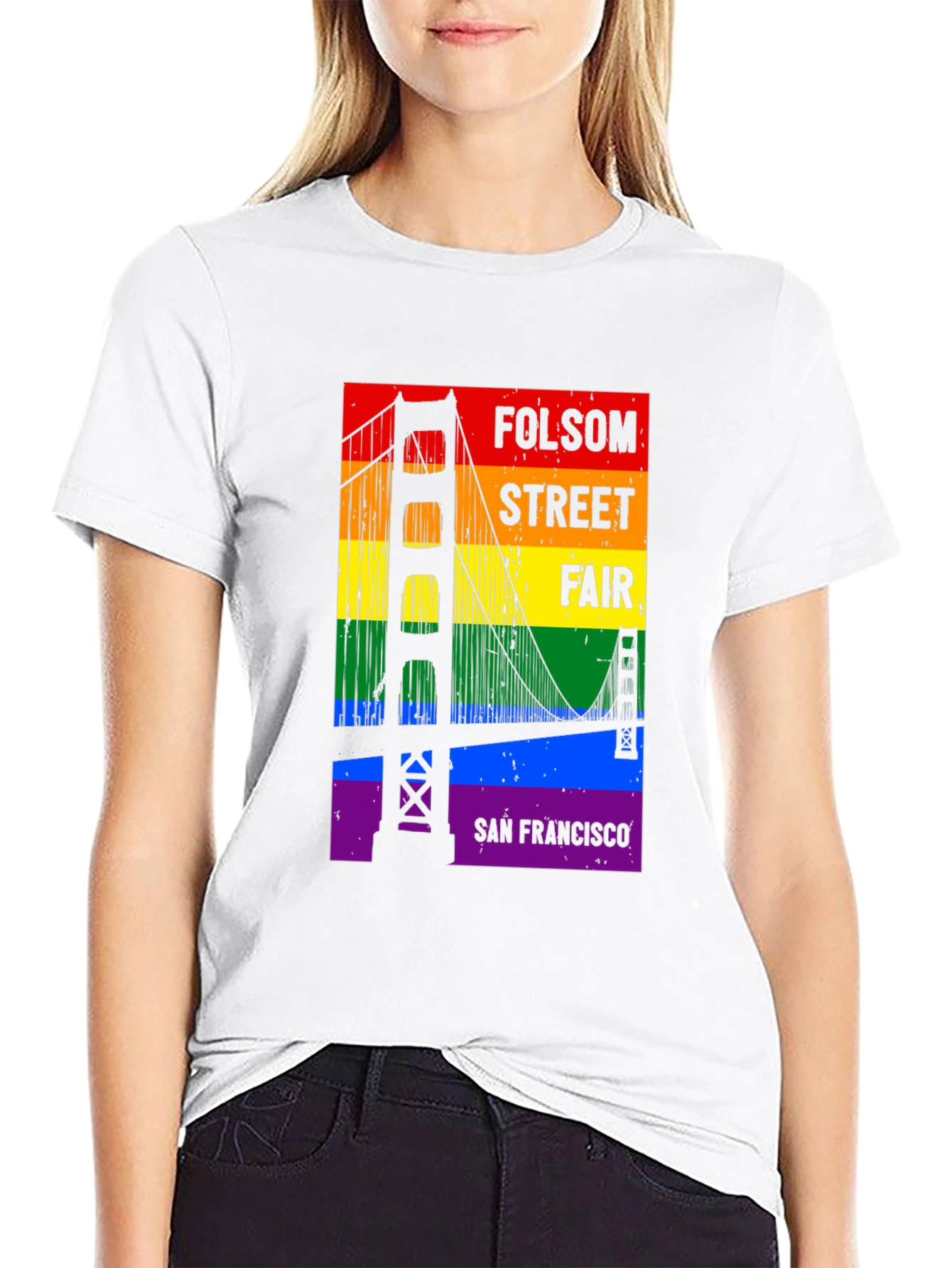 Folsom Street Fair Rainbow Bridge Black T-Shirt