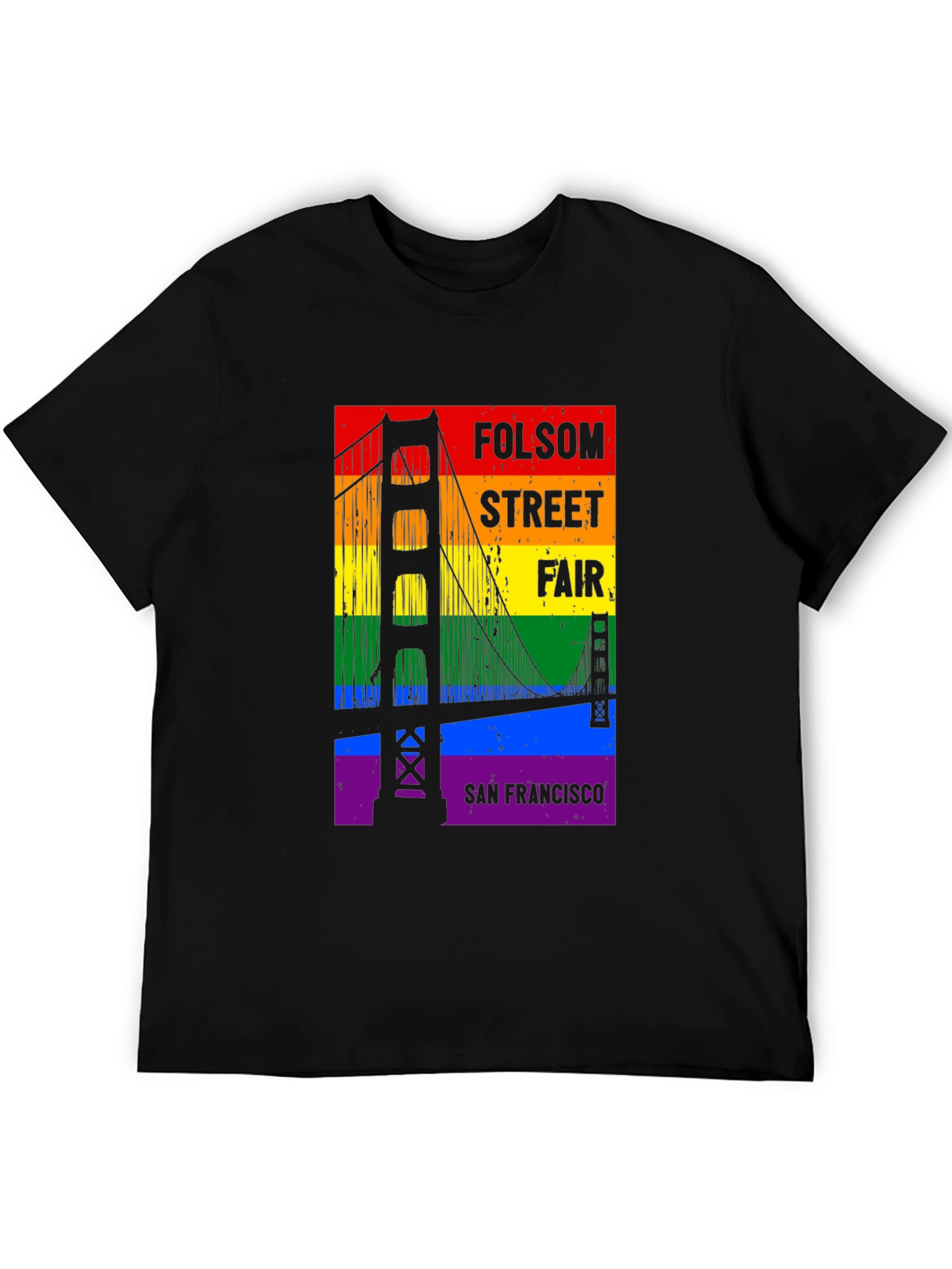 Folsom Street Fair Rainbow Bridge Black T-Shirt