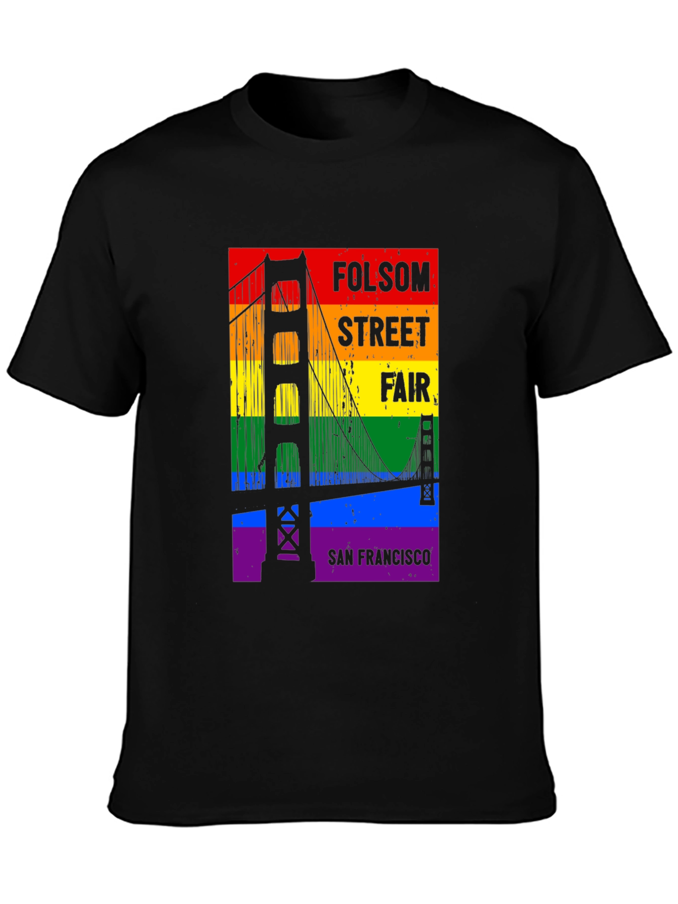 Folsom Street Fair Rainbow Bridge Black T-Shirt