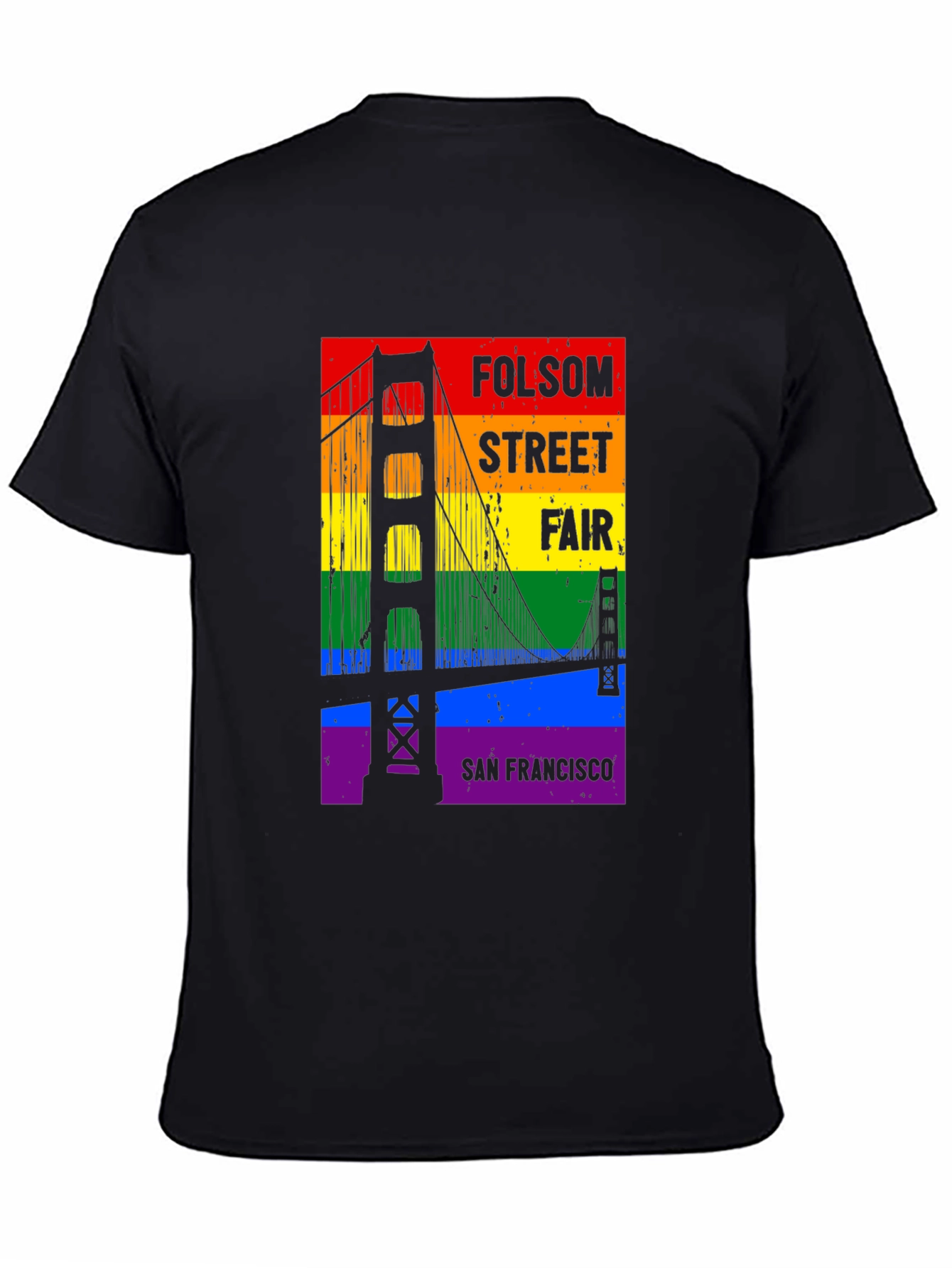 Folsom Street Fair Rainbow Bridge Black T-Shirt