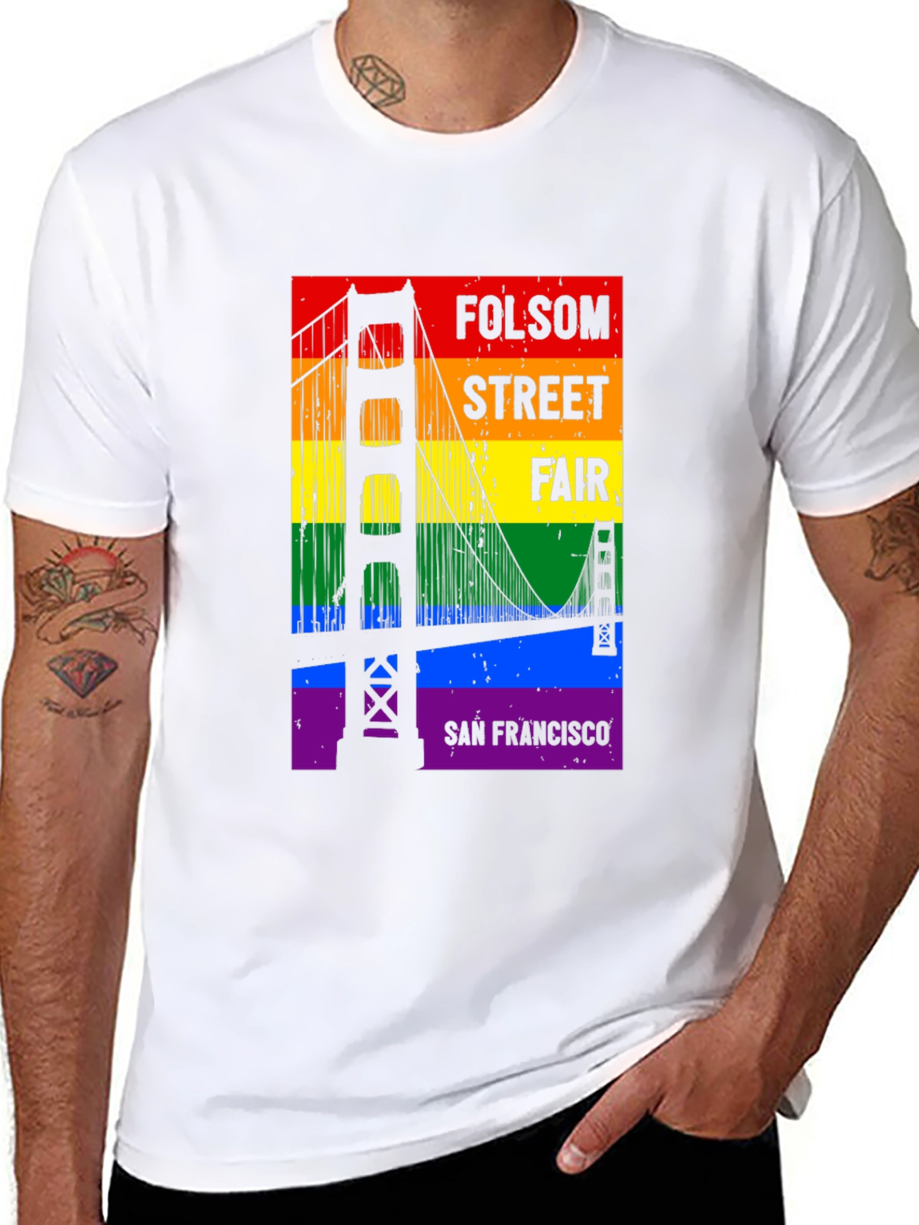Folsom Street Fair Rainbow Bridge Black T-Shirt