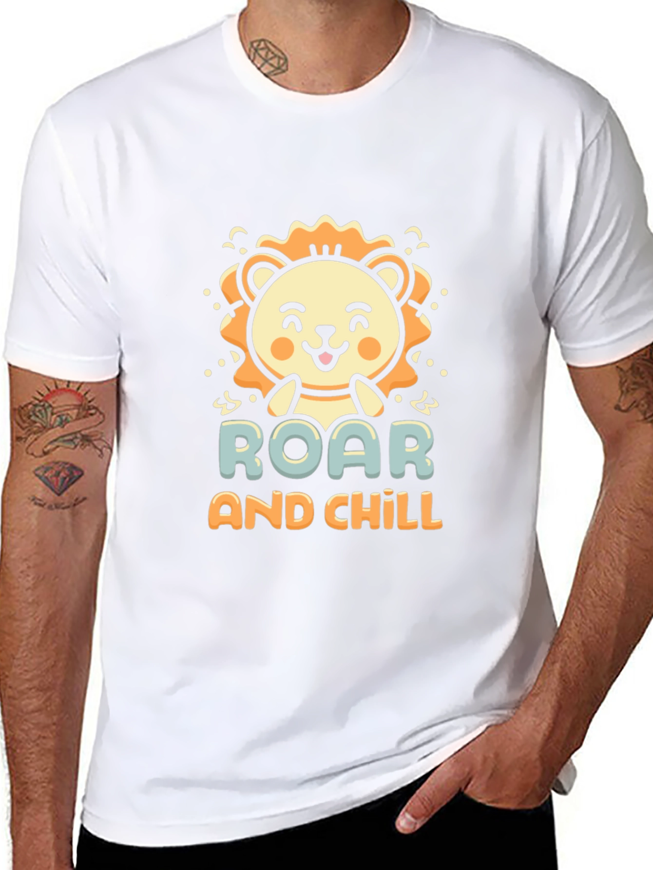 Roar and Chill Lion Graphic Black T-Shirt