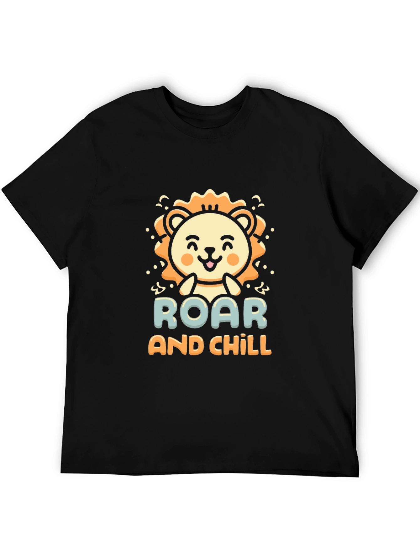 Roar and Chill Lion Graphic Black T-Shirt