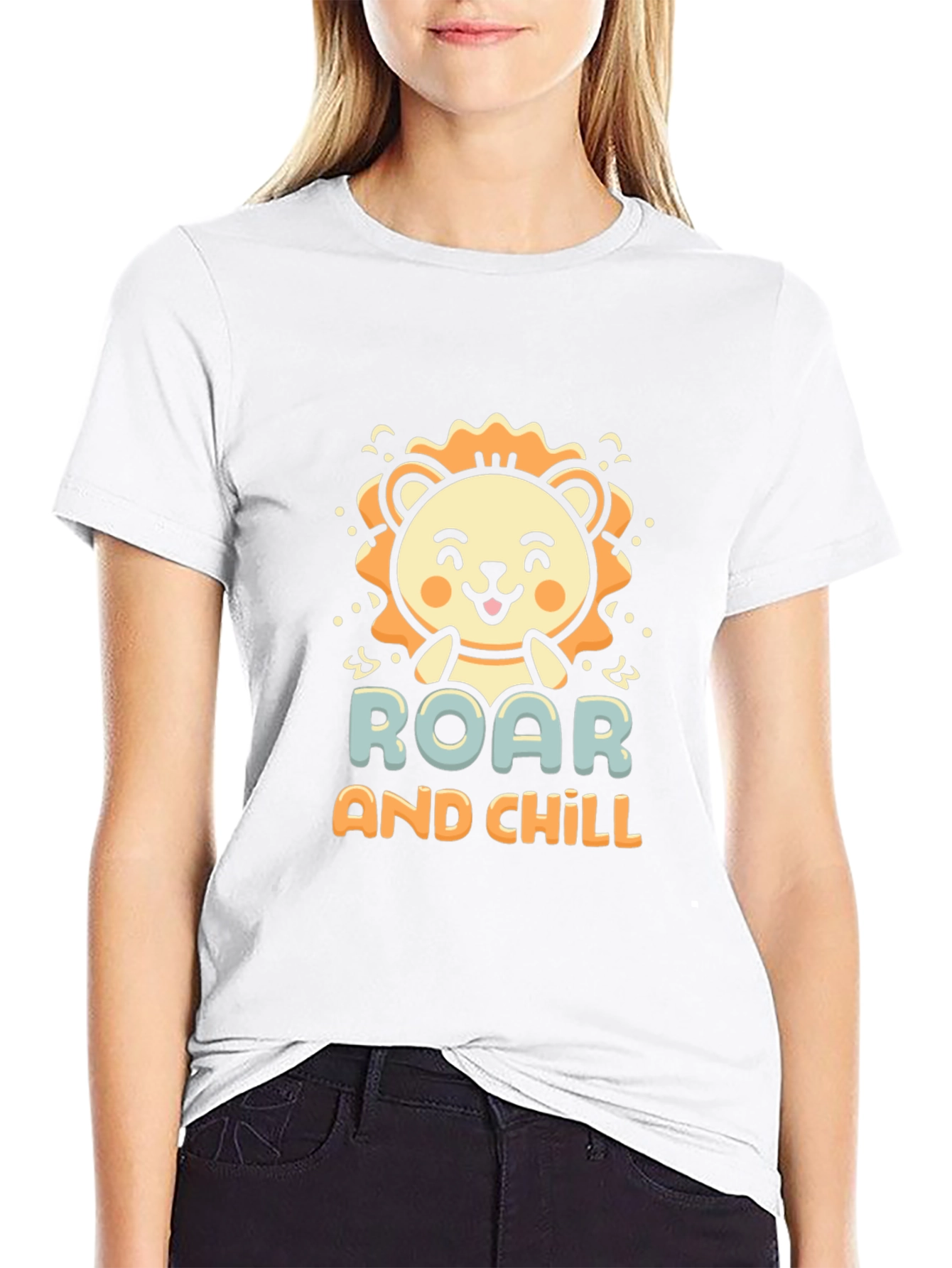 Roar and Chill Lion Graphic Black T-Shirt