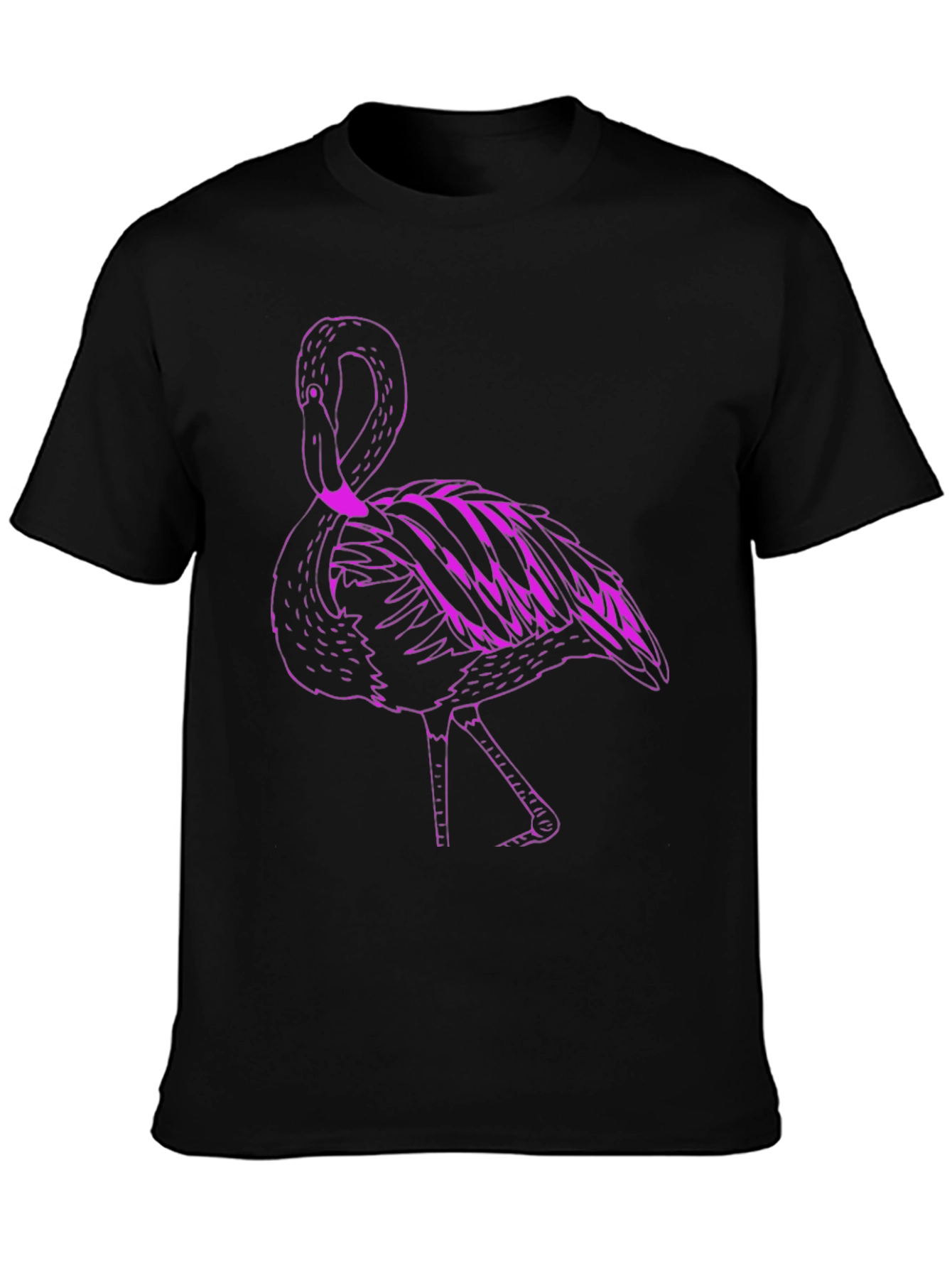 Black T-Shirt with Pink Flamingo Graphic