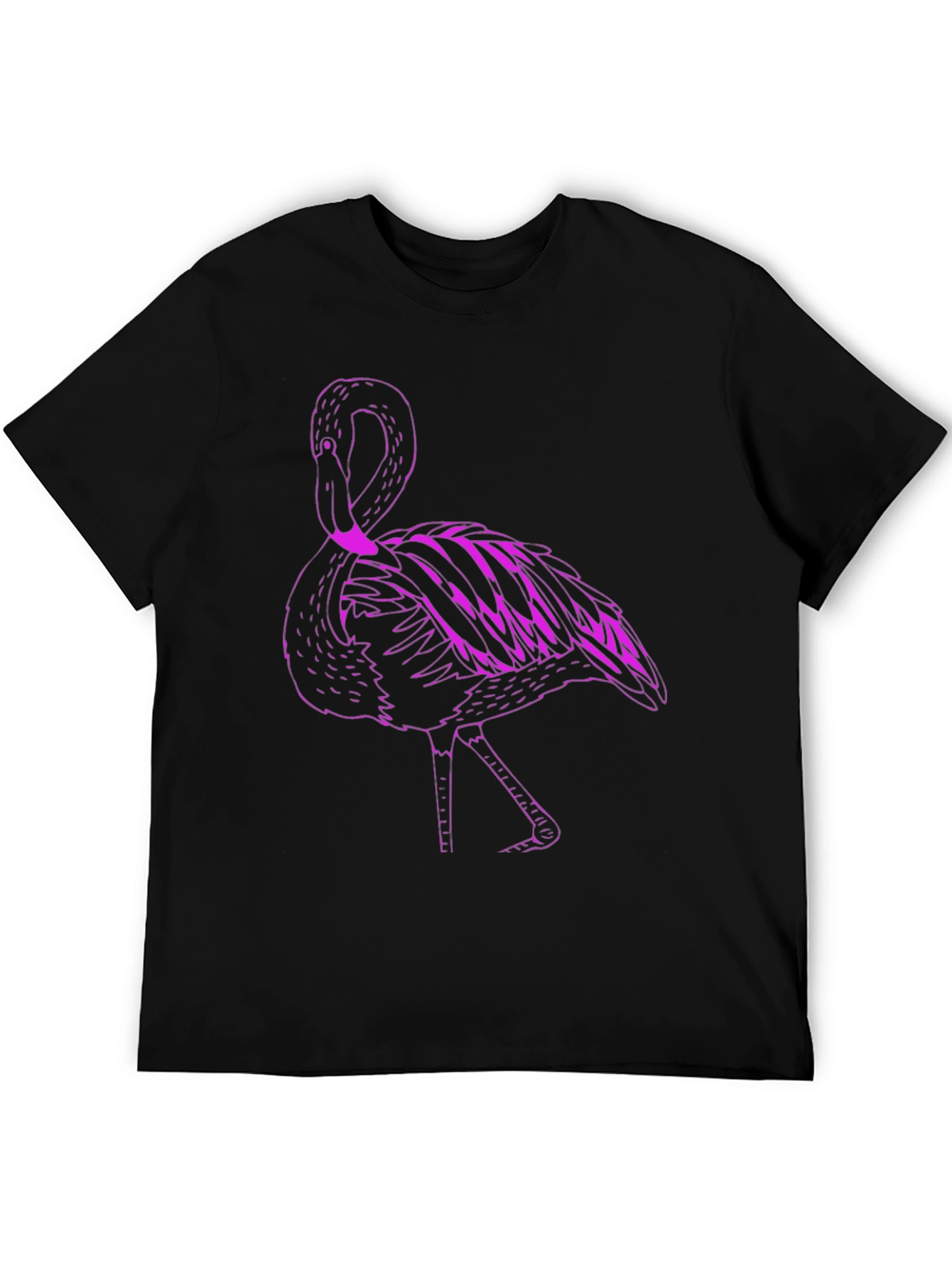 Black T-Shirt with Pink Flamingo Graphic