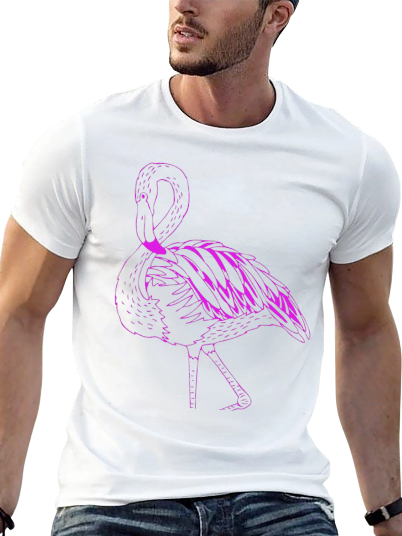 Black T-Shirt with Pink Flamingo Graphic