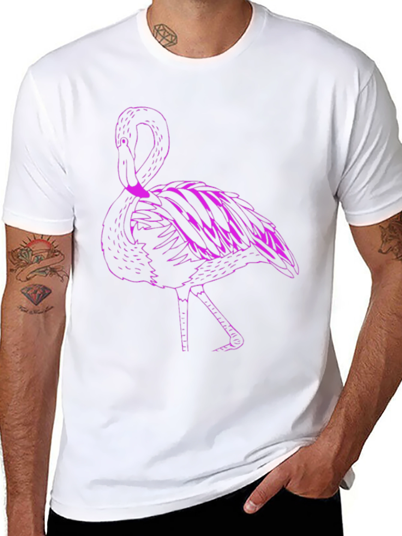 Black T-Shirt with Pink Flamingo Graphic