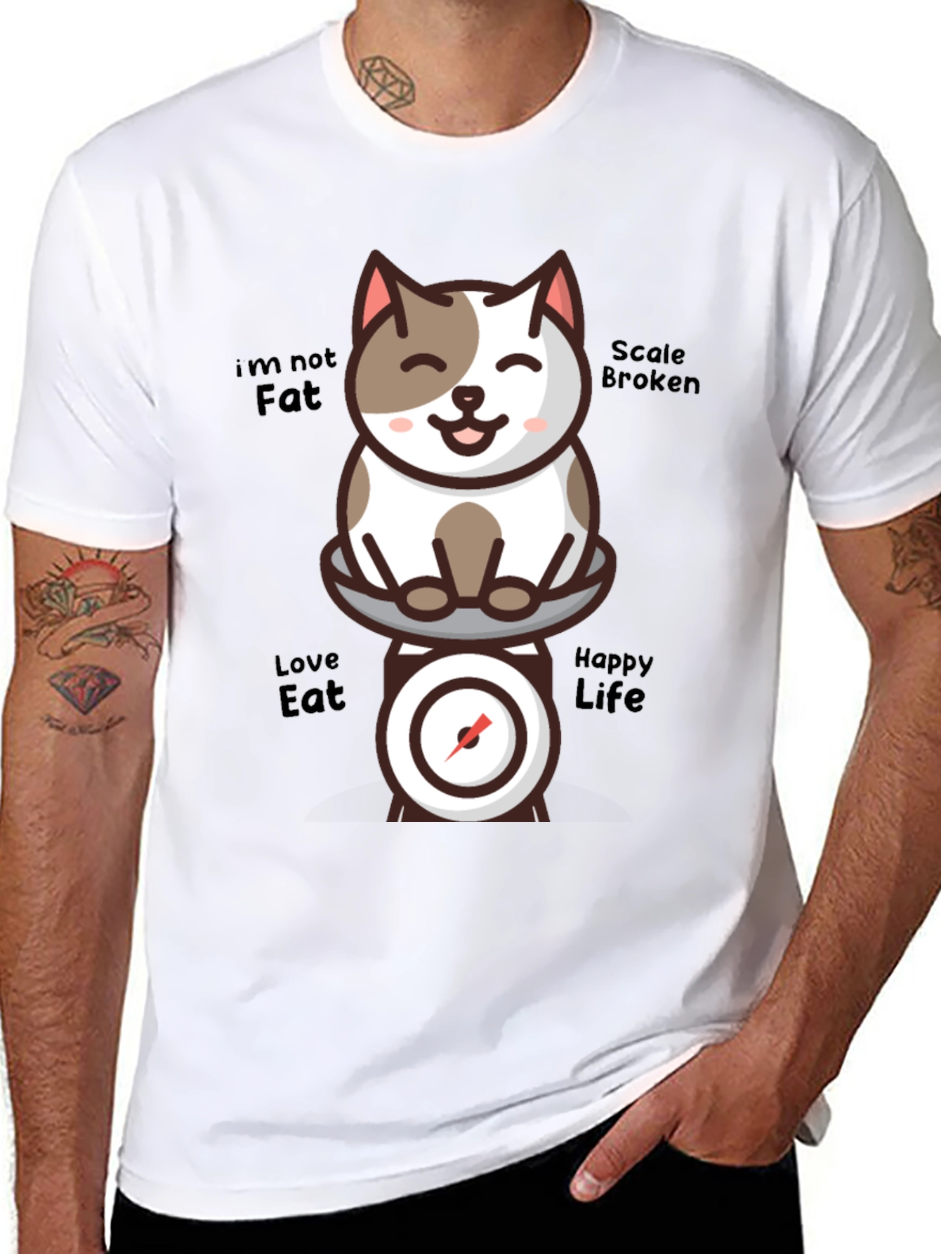 Funny Cat Scale T-Shirt - Im Not Fat