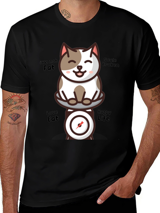 Funny Cat Scale T-Shirt - Im Not Fat