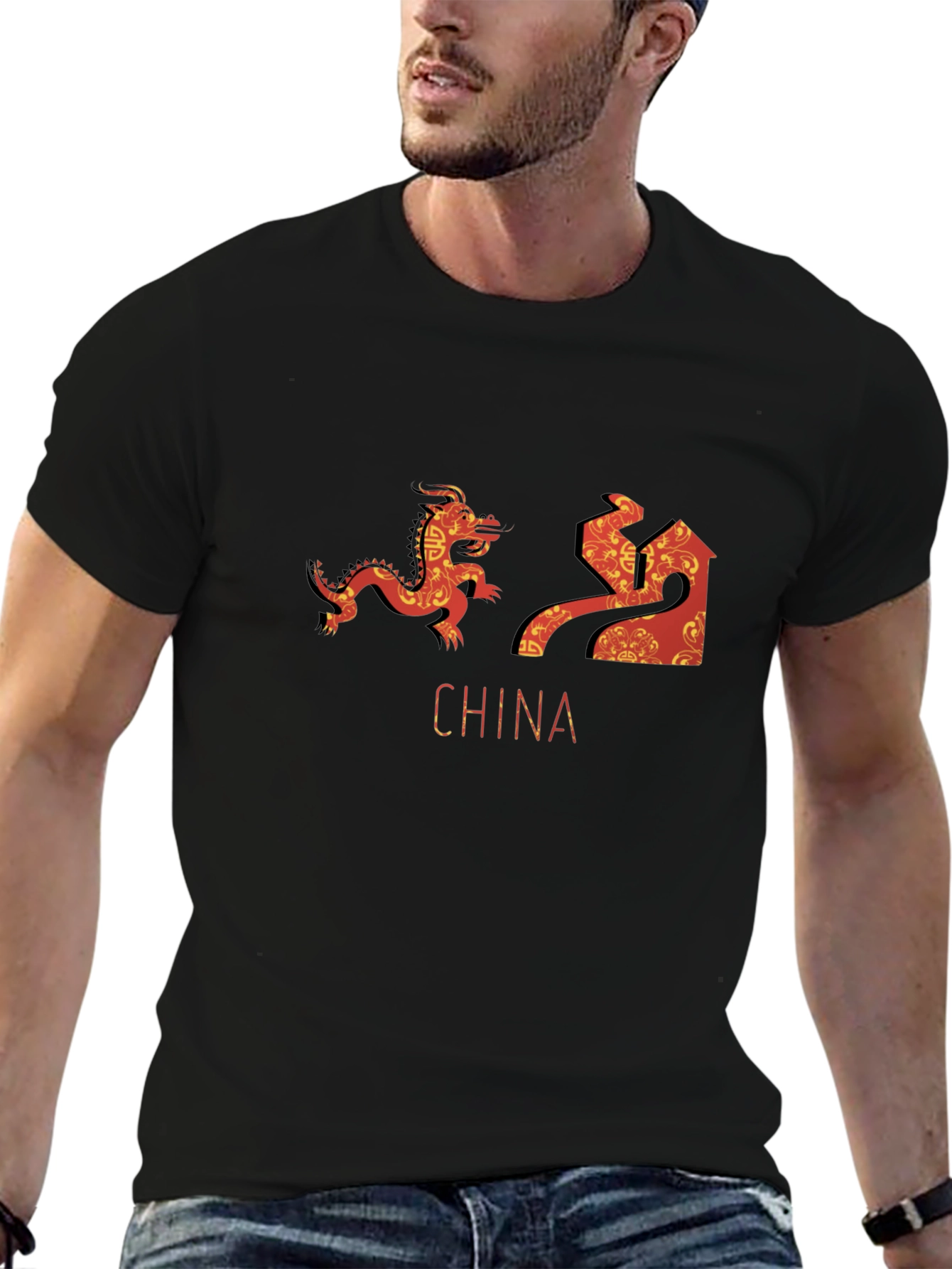 China Dragon & Great Wall Graphic T-Shirt