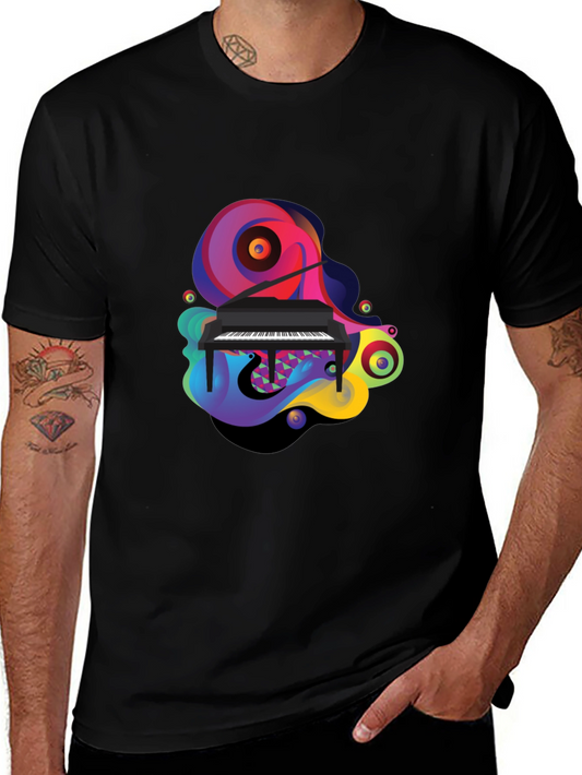 Abstract Piano Graphic Tee - Unique Music Lover Shirt