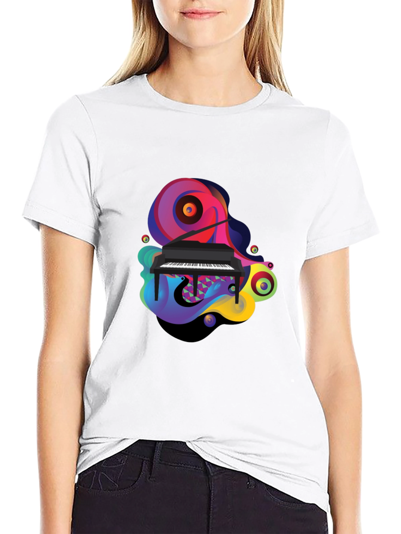Abstract Piano Graphic Tee - Unique Music Lover Shirt