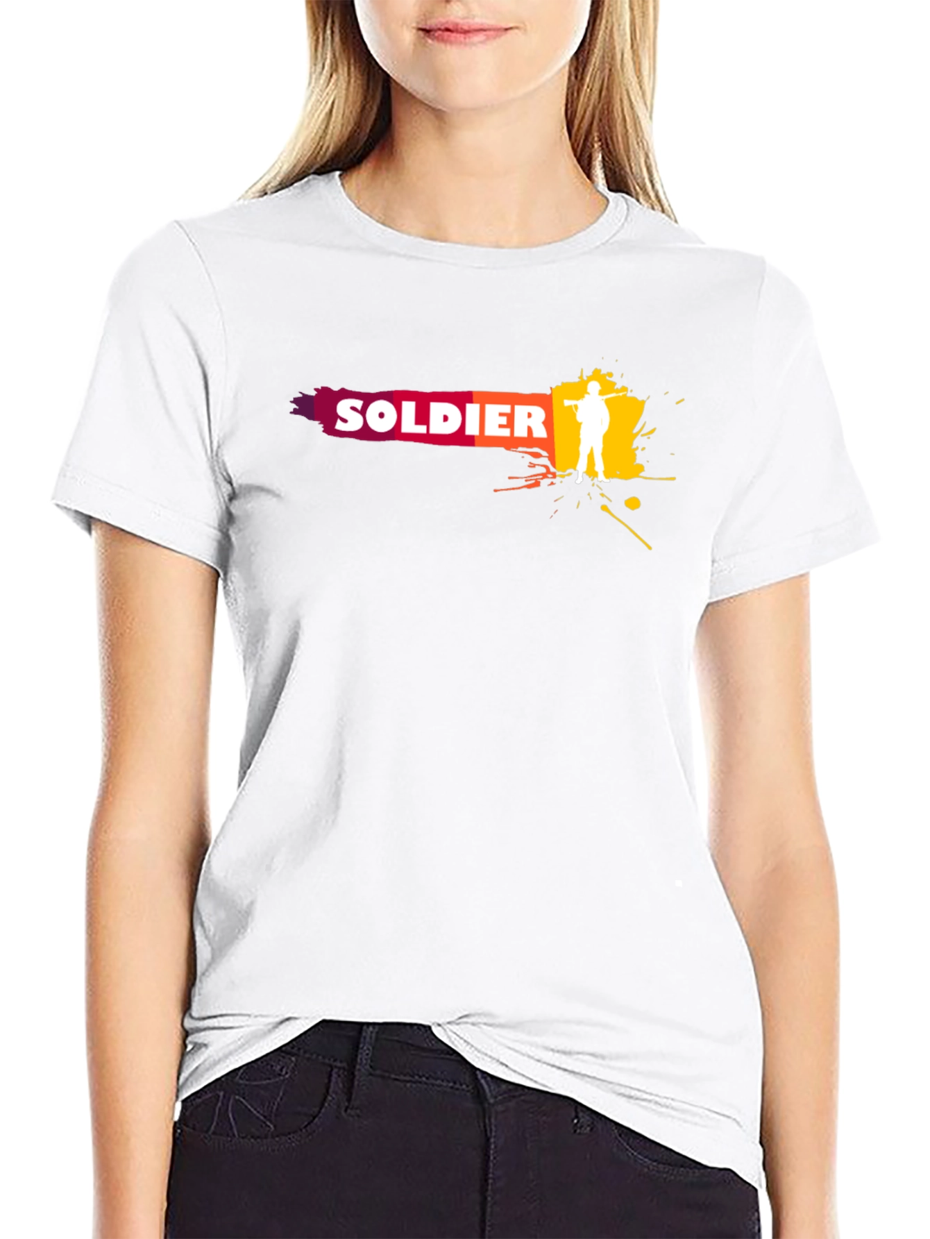 Soldier Graphic Print T-Shirt - Black