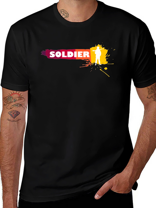 Soldier Graphic Print T-Shirt - Black