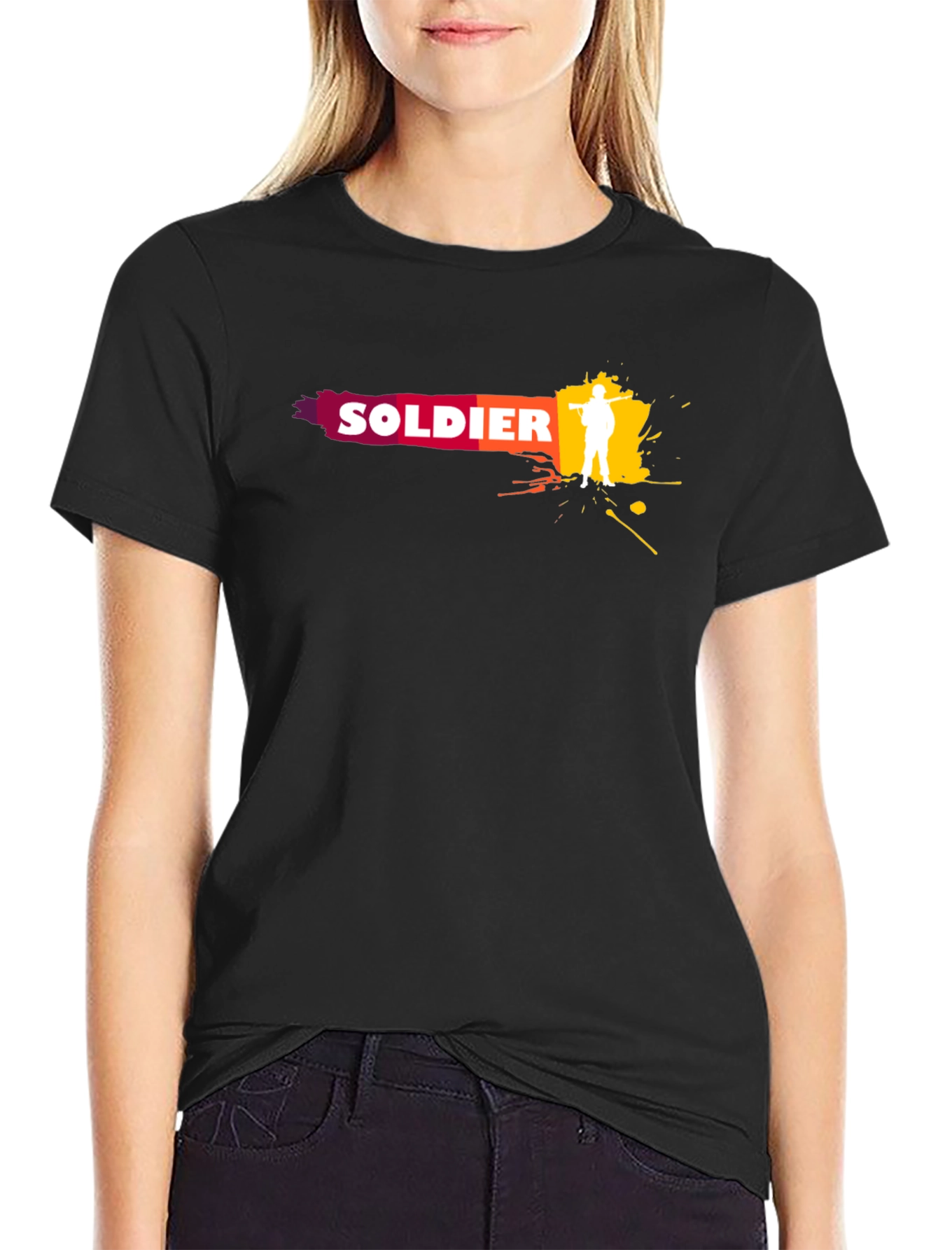 Soldier Graphic Print T-Shirt - Black