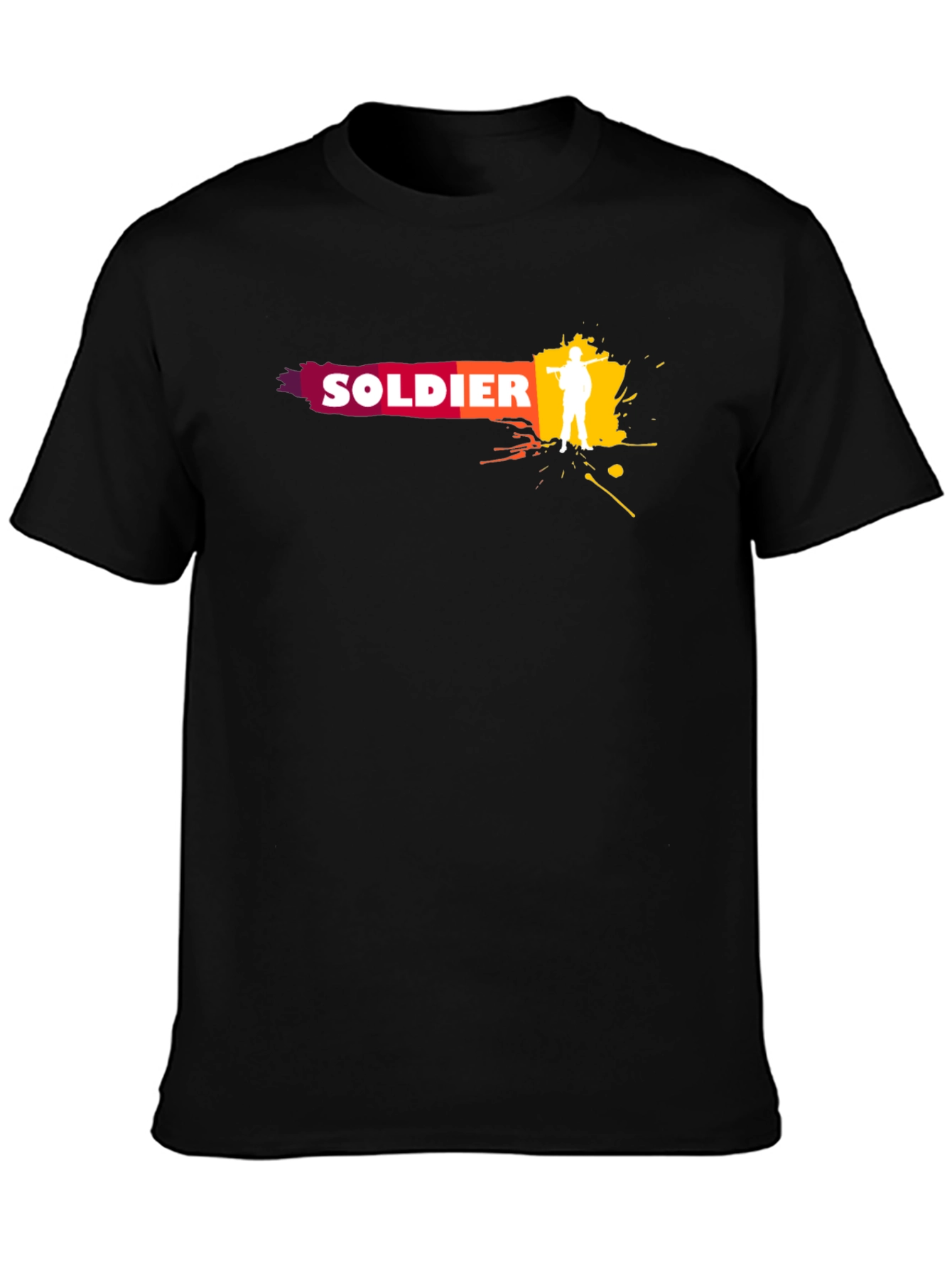 Soldier Graphic Print T-Shirt - Black