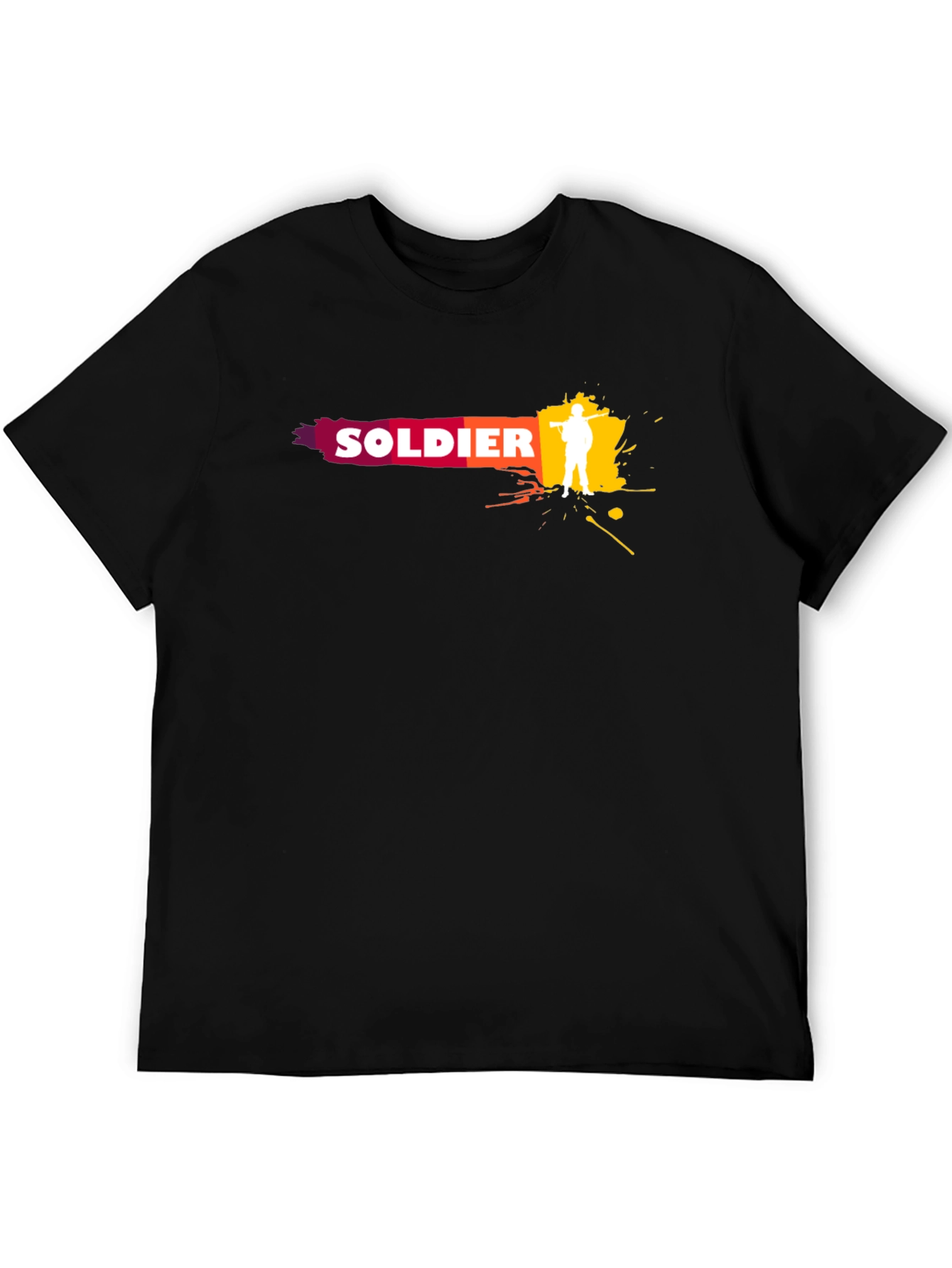 Soldier Graphic Print T-Shirt - Black