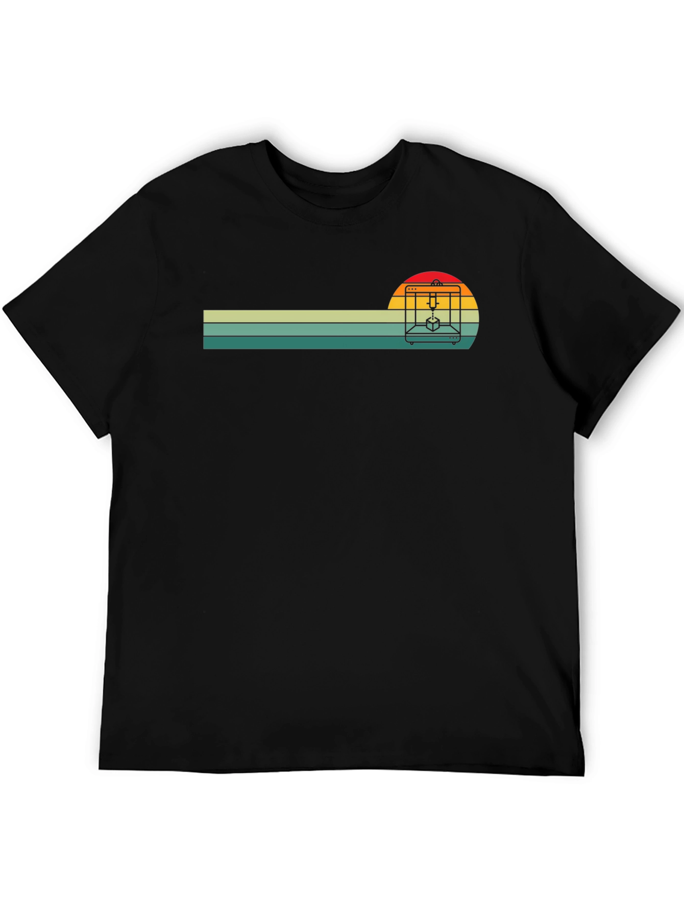 Retro 3D Printer Sunset T-Shirt - Maker Enthusiast Tee