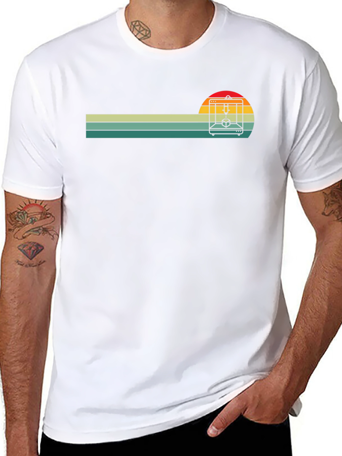 Retro 3D Printer Sunset T-Shirt - Maker Enthusiast Tee
