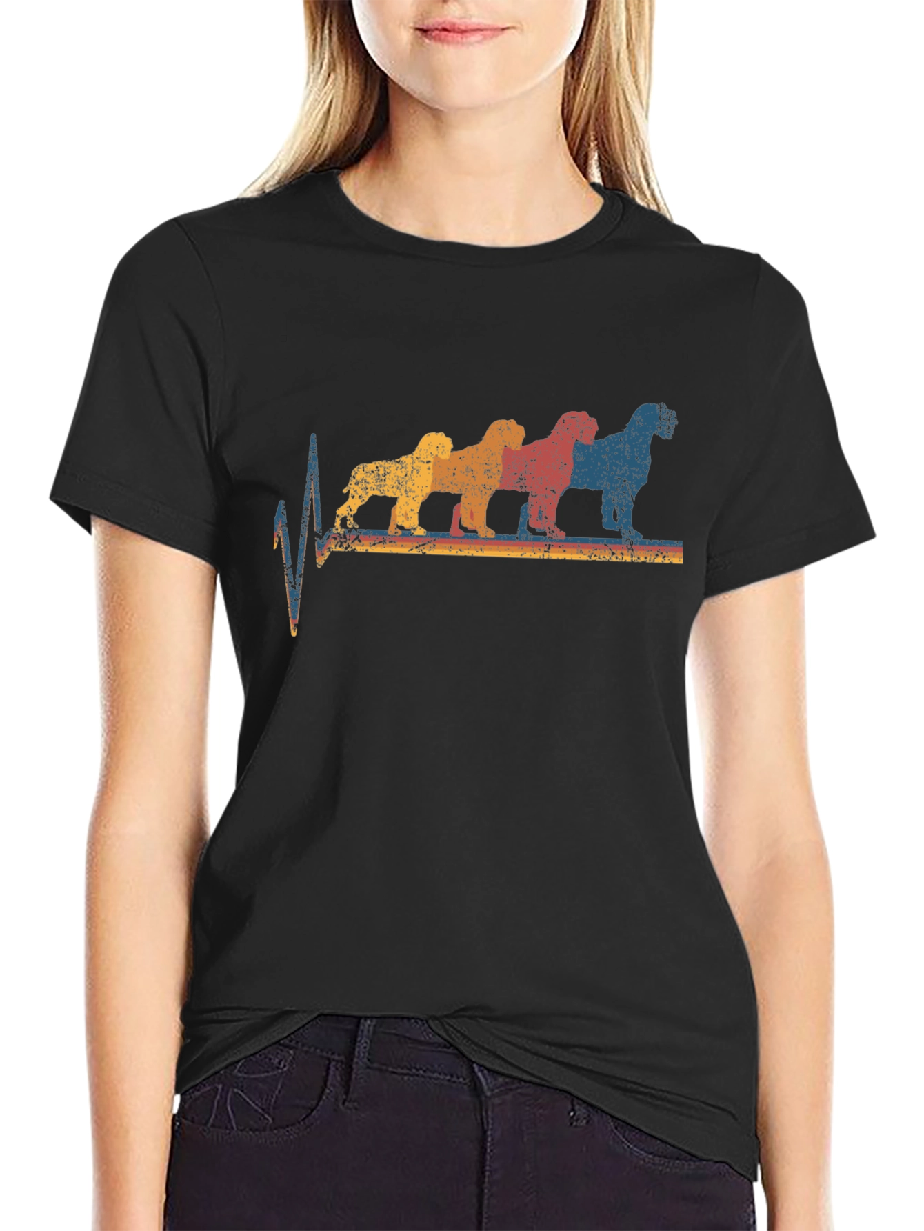 Retro Dog Breed Heartbeat Graphic Tee