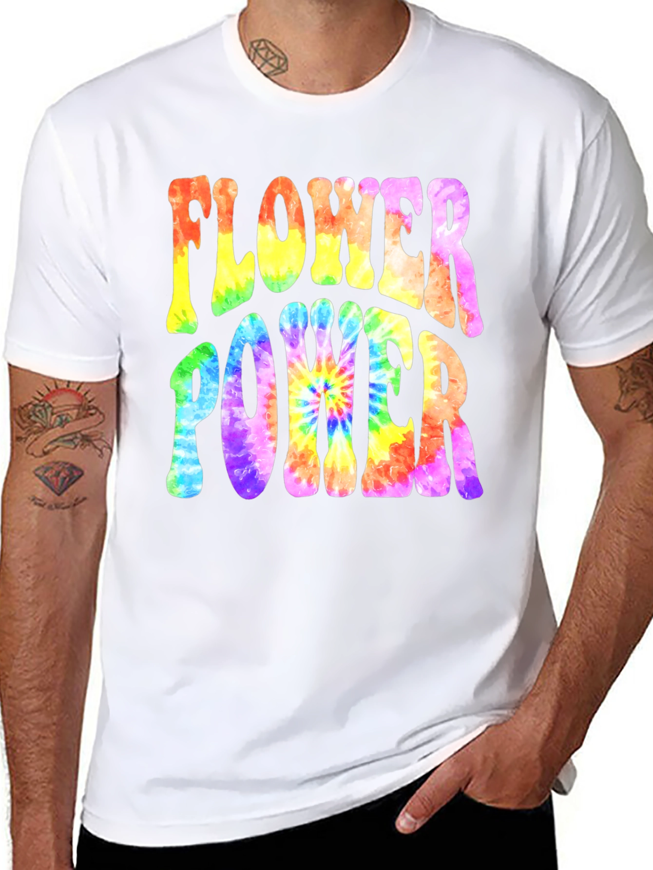 Flower Power Tie-Dye Graphic T-Shirt