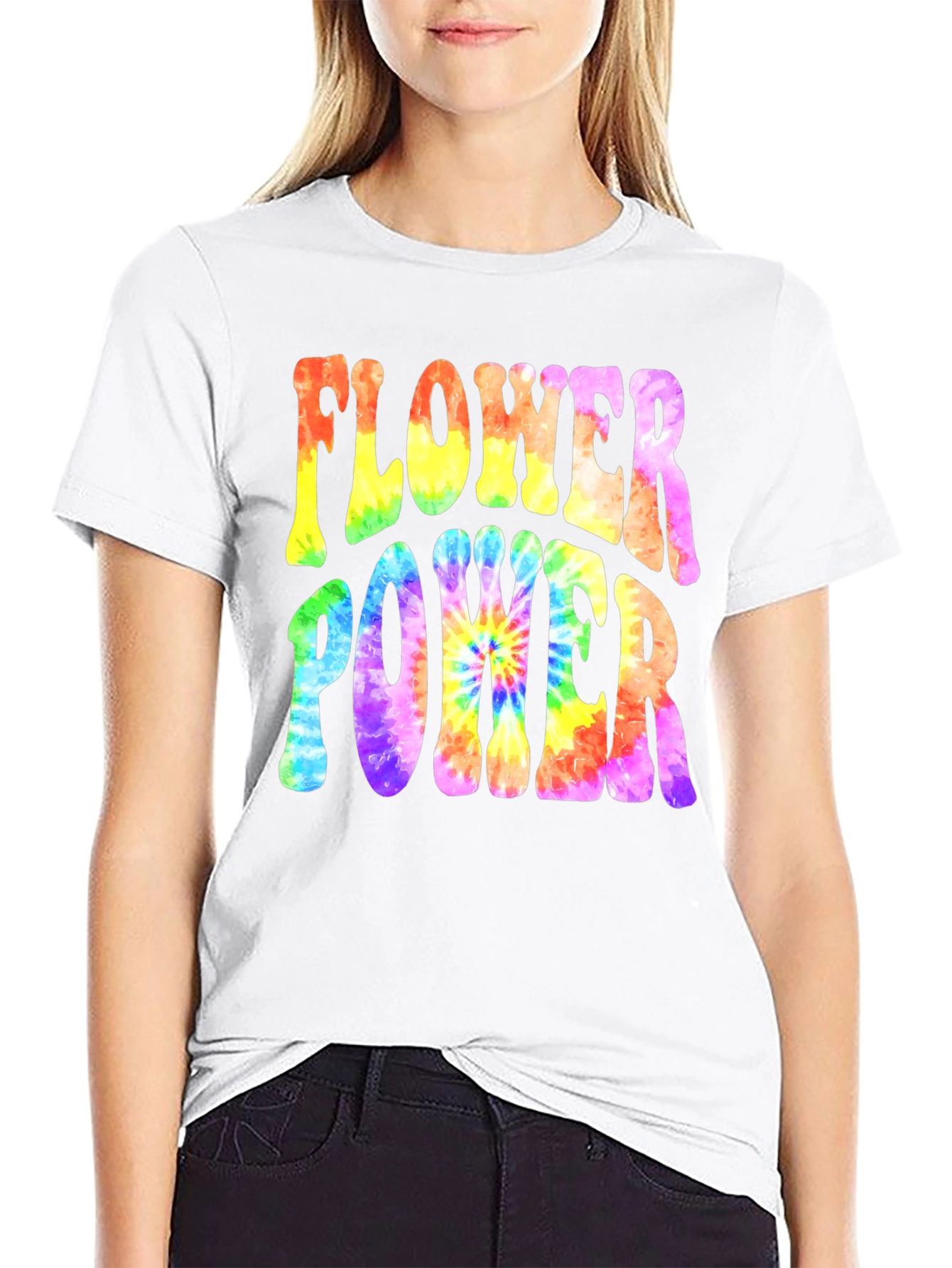 Flower Power Tie-Dye Graphic T-Shirt