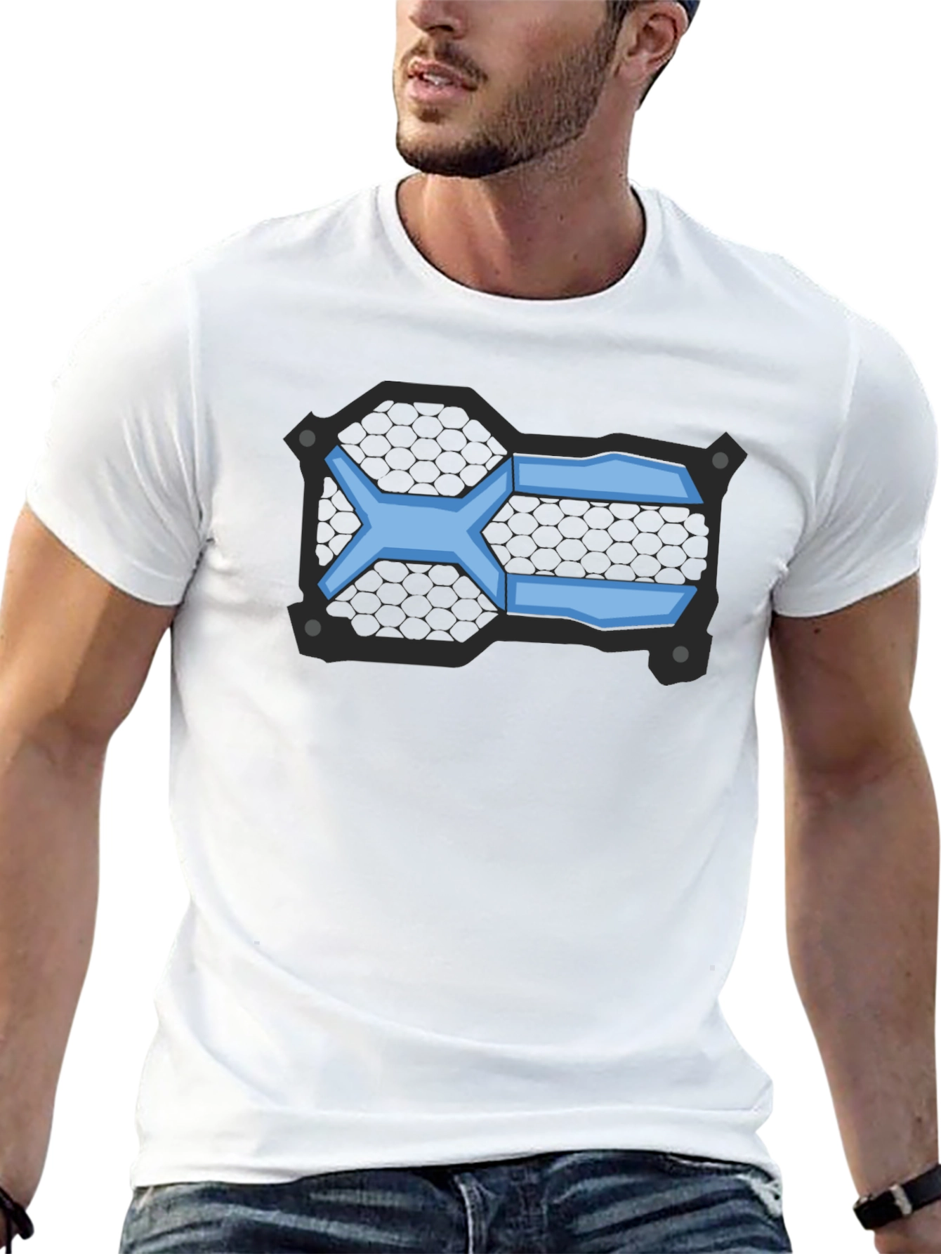 Geometric Blue Graphic T-Shirt
