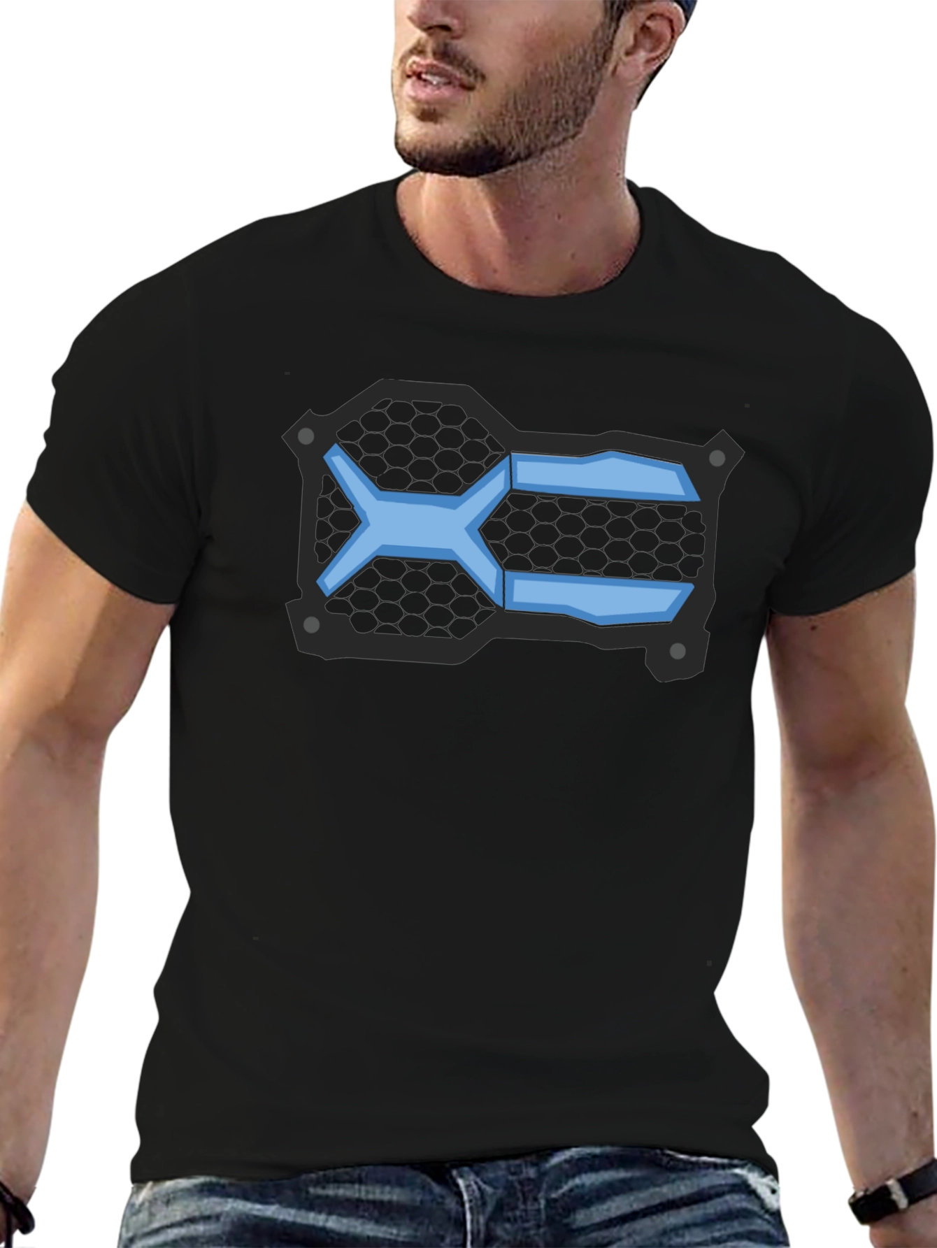 Geometric Blue Graphic T-Shirt