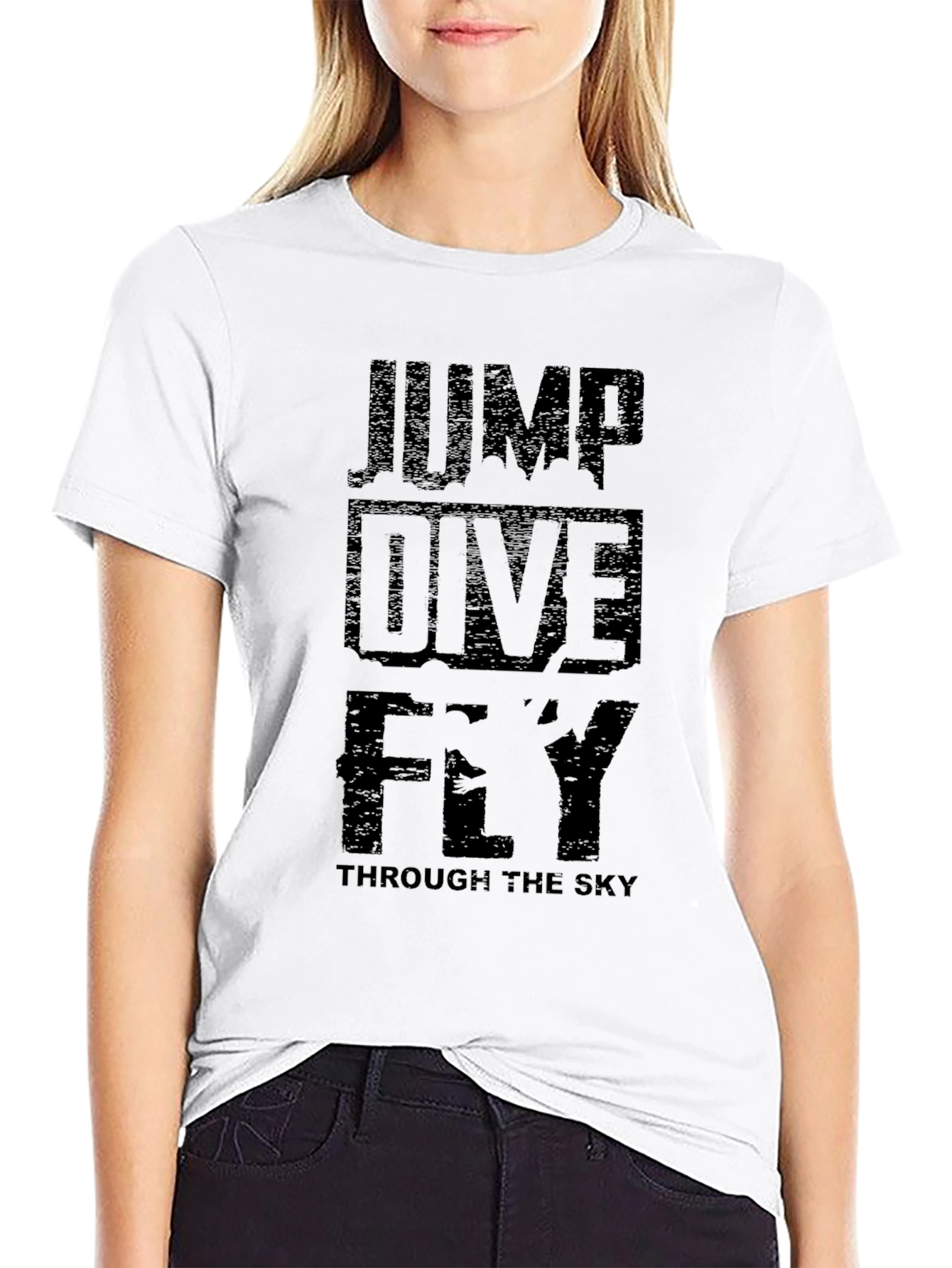 Jump Dive Fly Black Graphic T-Shirt