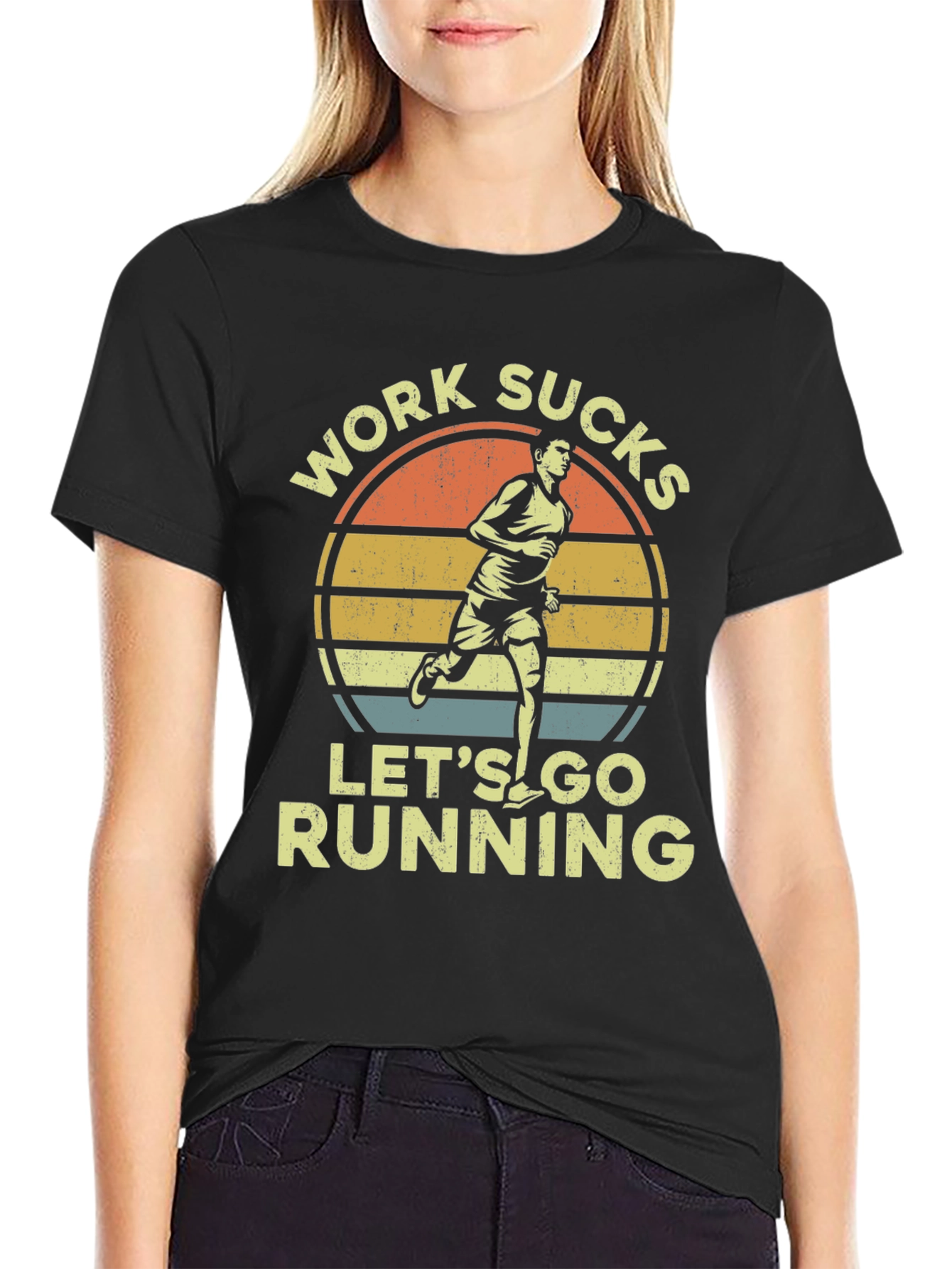 Work Sucks Lets Go Running T-Shirt