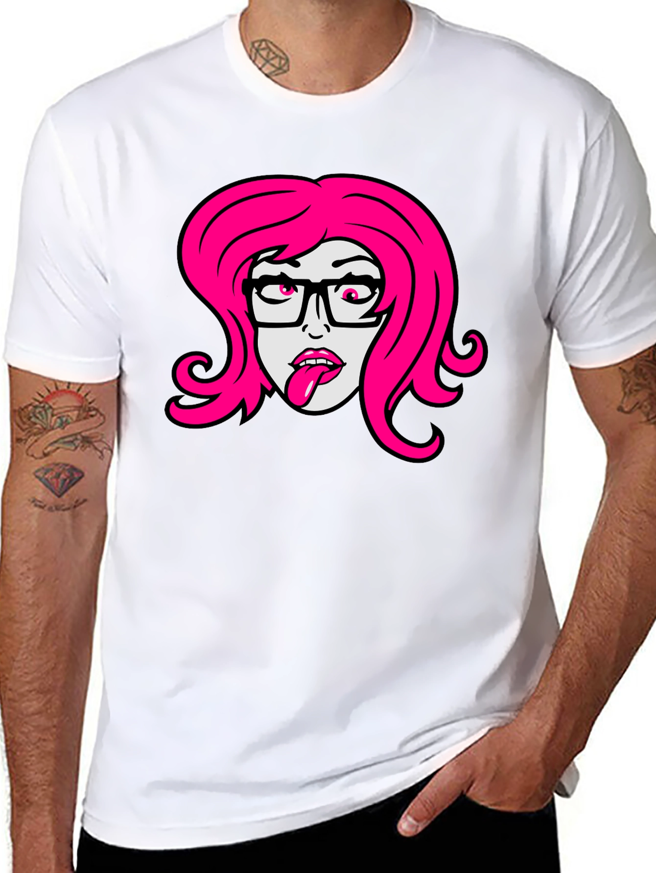 Cartoon Girl Graphic Tee - Black T-Shirt