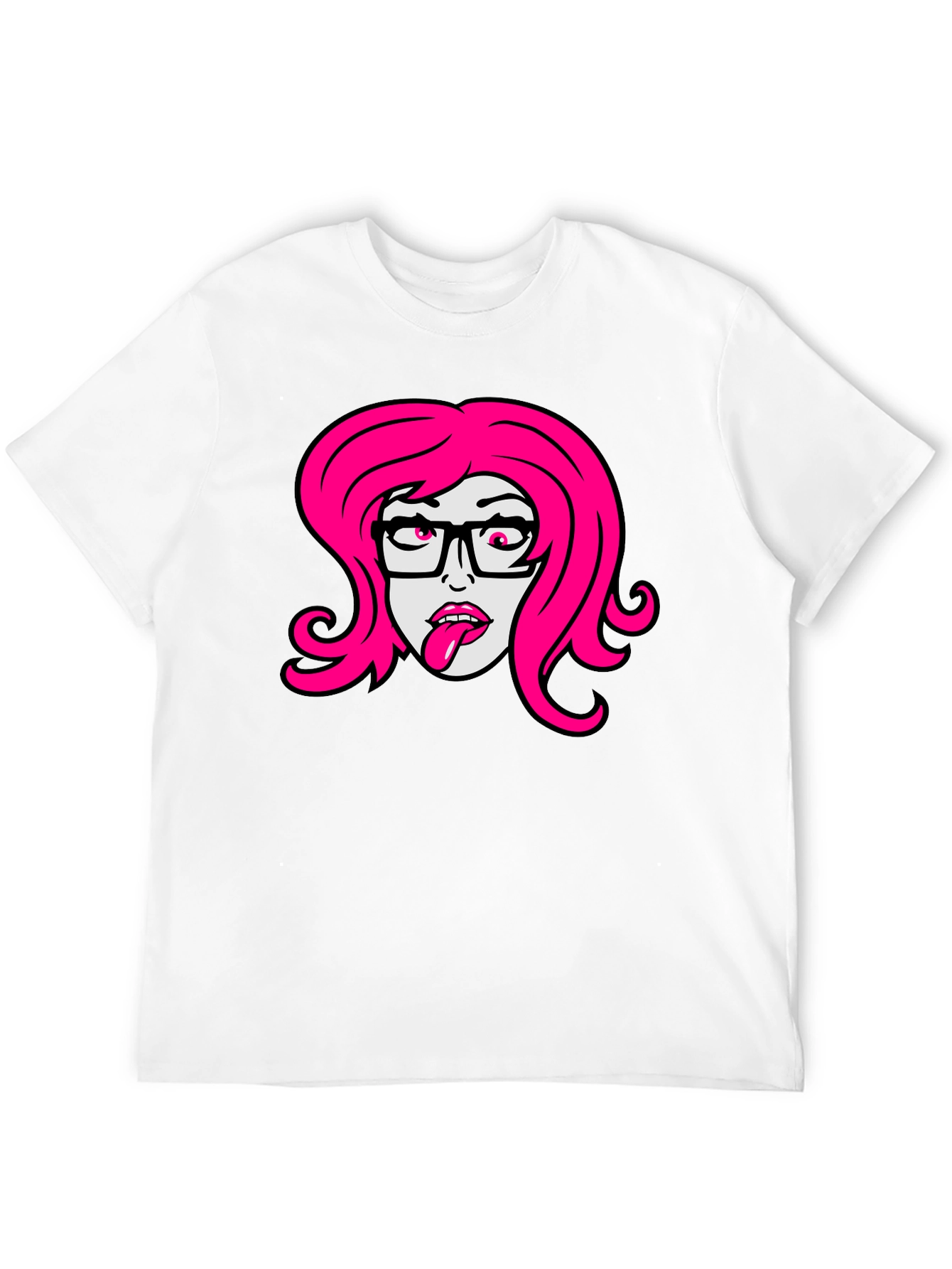 Cartoon Girl Graphic Tee - Black T-Shirt