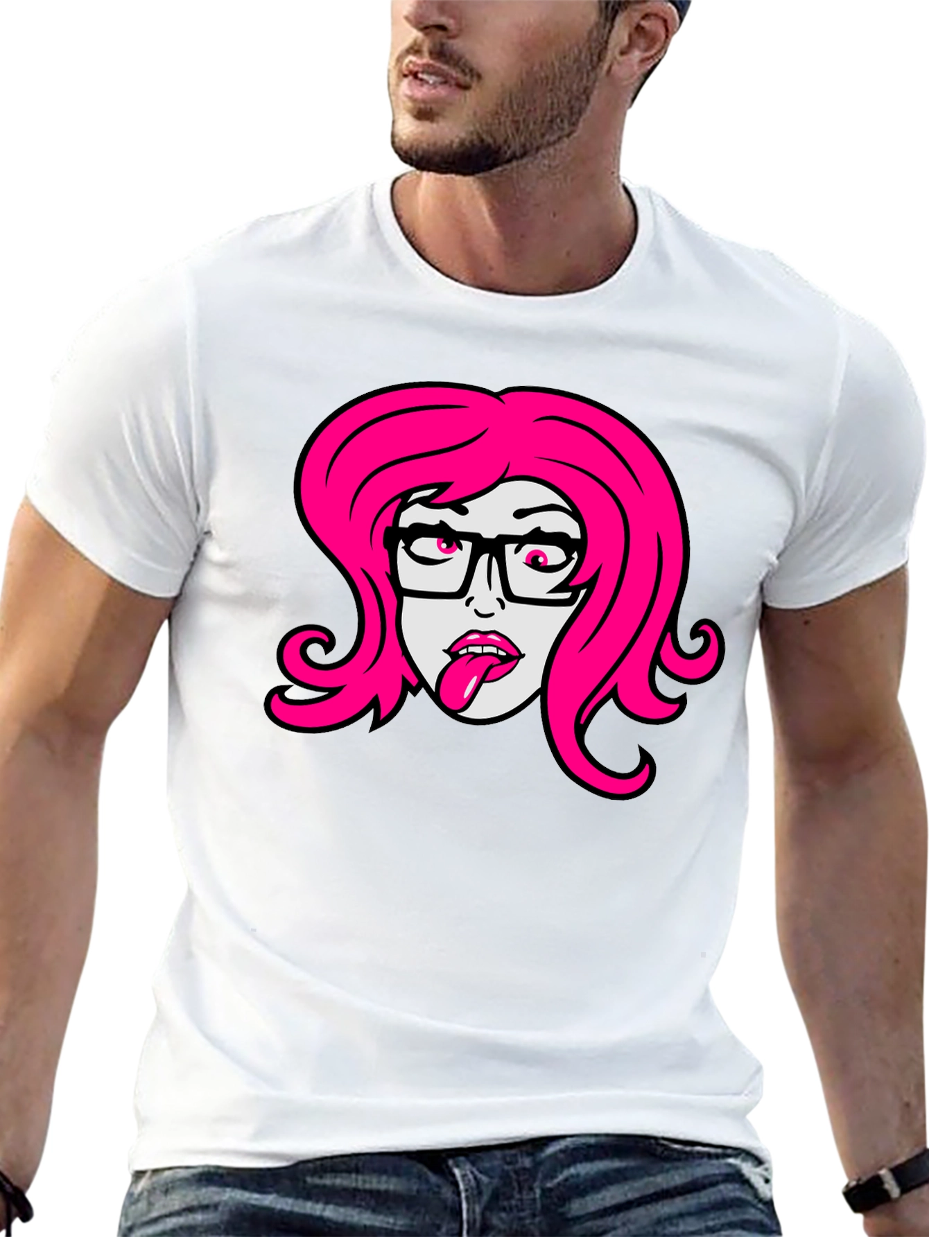 Cartoon Girl Graphic Tee - Black T-Shirt