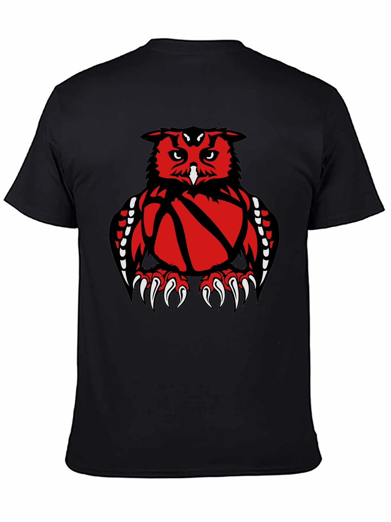 Owl Basketball Graphic Tee - Black Cotton T-Shirt