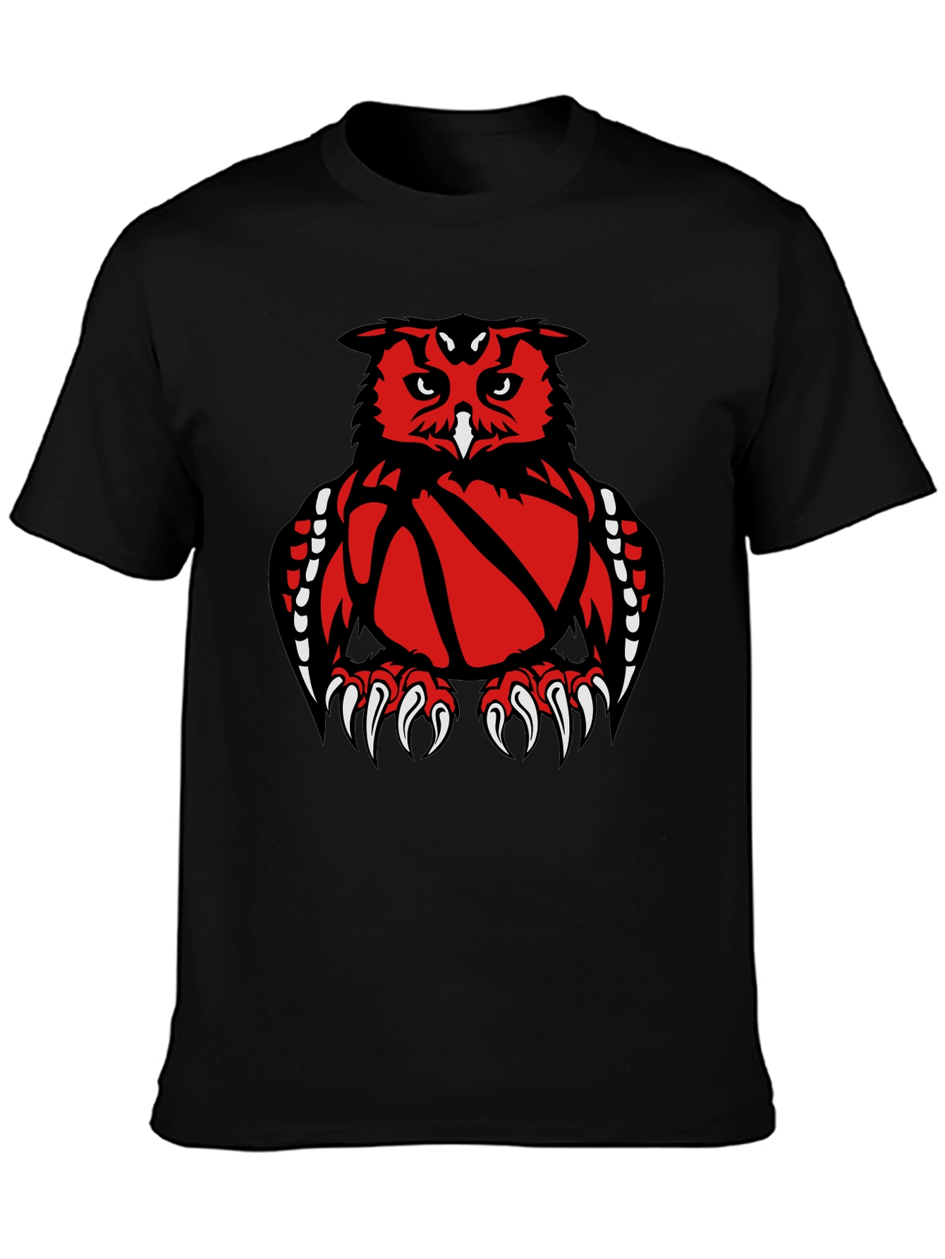 Owl Basketball Graphic Tee - Black Cotton T-Shirt