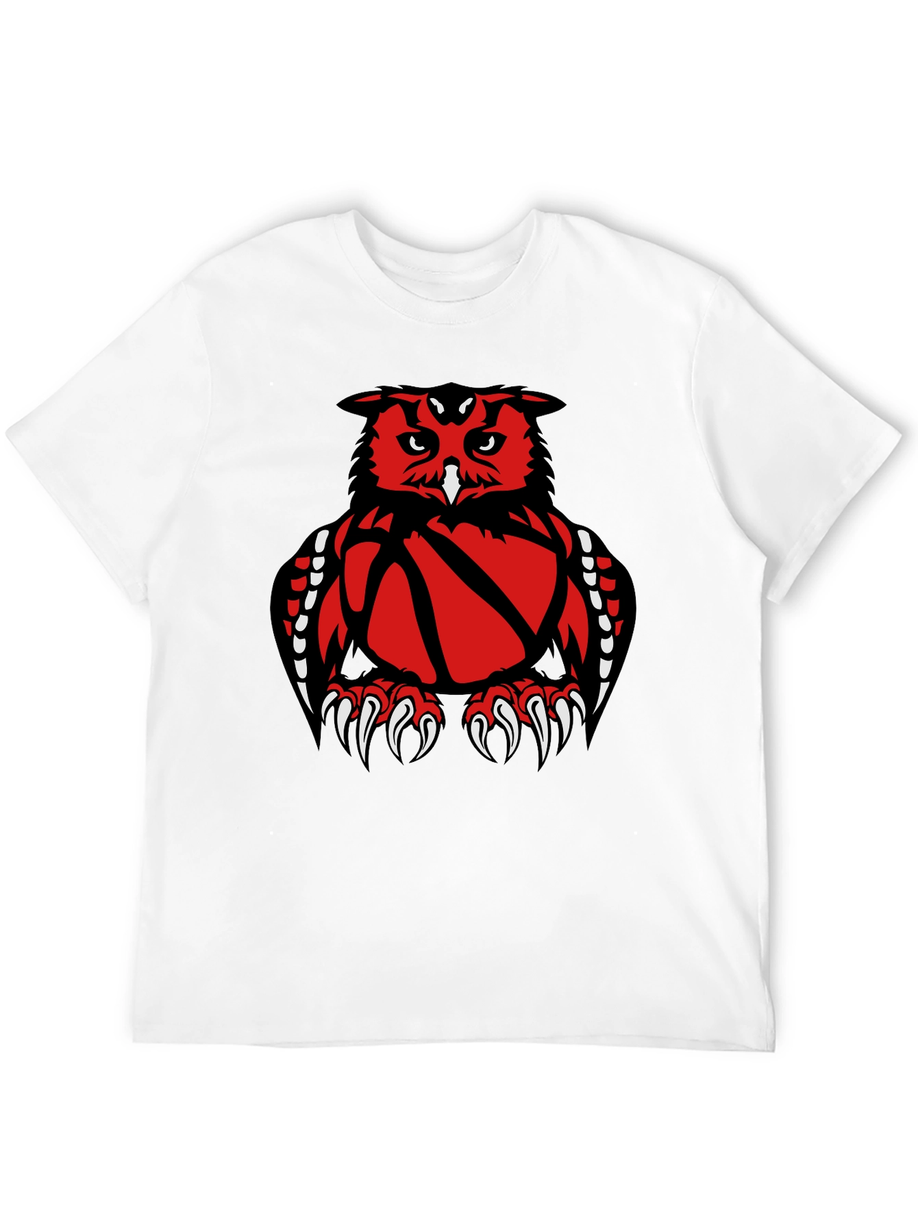 Owl Basketball Graphic Tee - Black Cotton T-Shirt