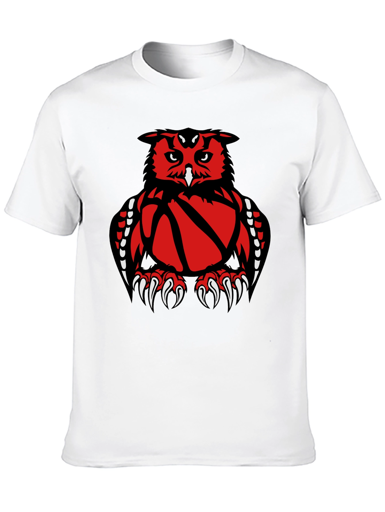 Owl Basketball Graphic Tee - Black Cotton T-Shirt