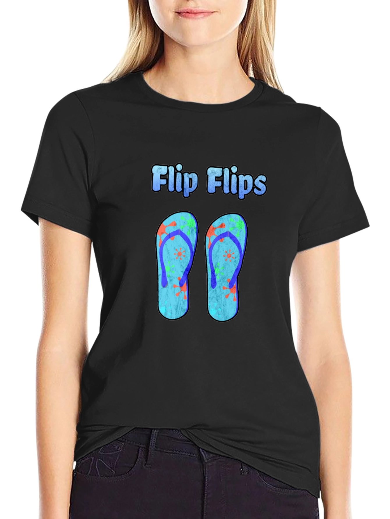 Flip Flops Graphic Black T-Shirt