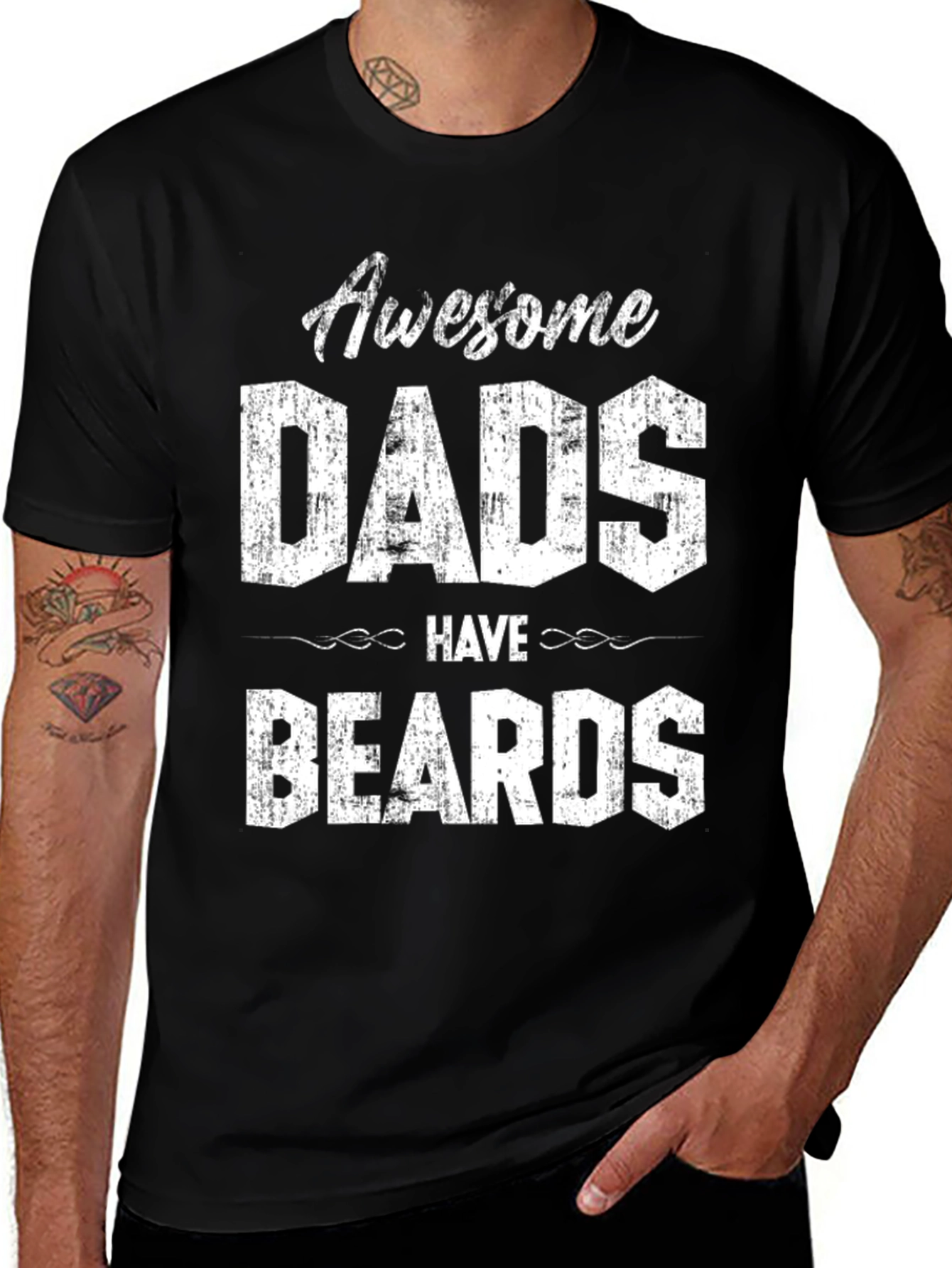 Awesome Dads Have Beards Graphic Tee - Black