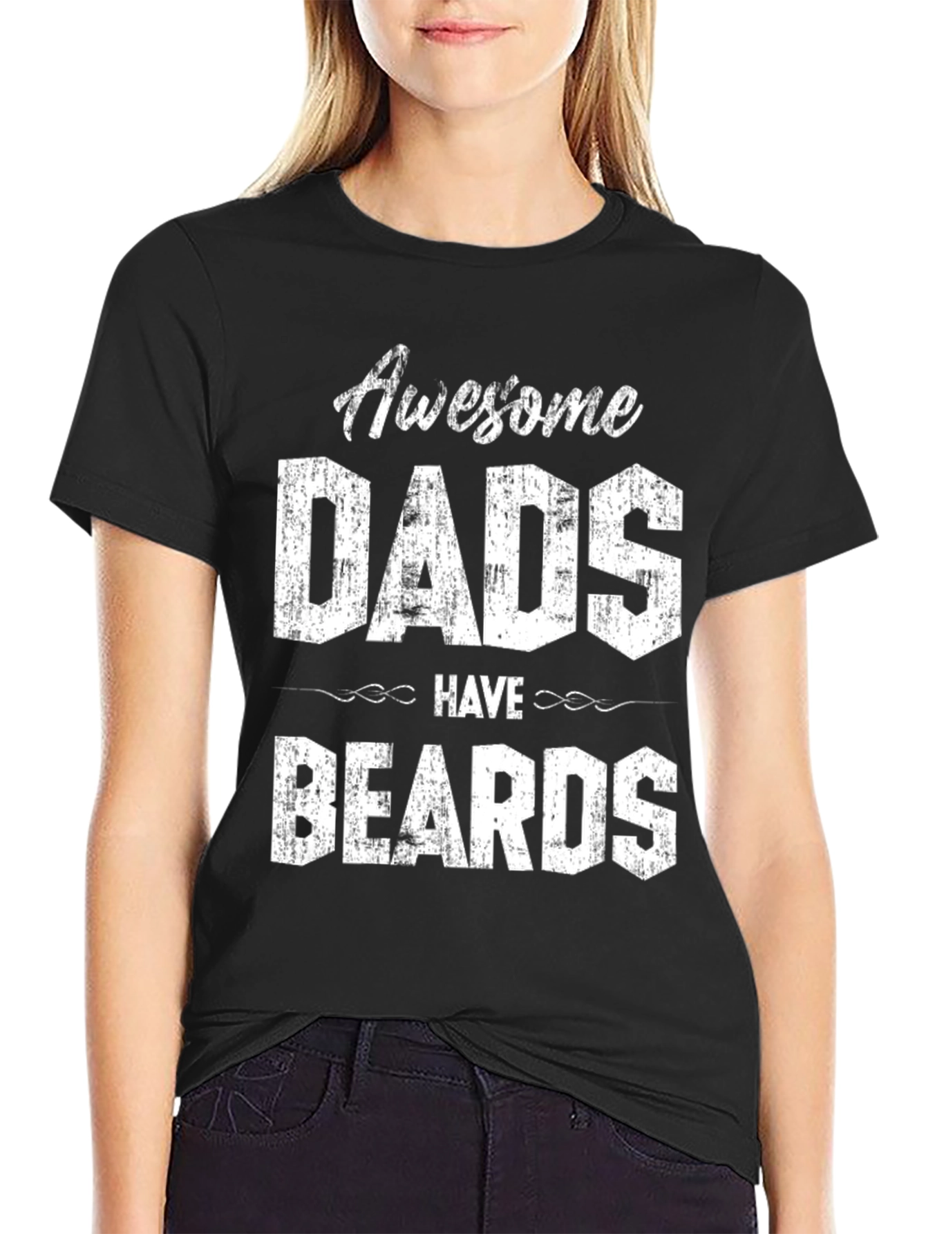 Awesome Dads Have Beards Graphic Tee - Black