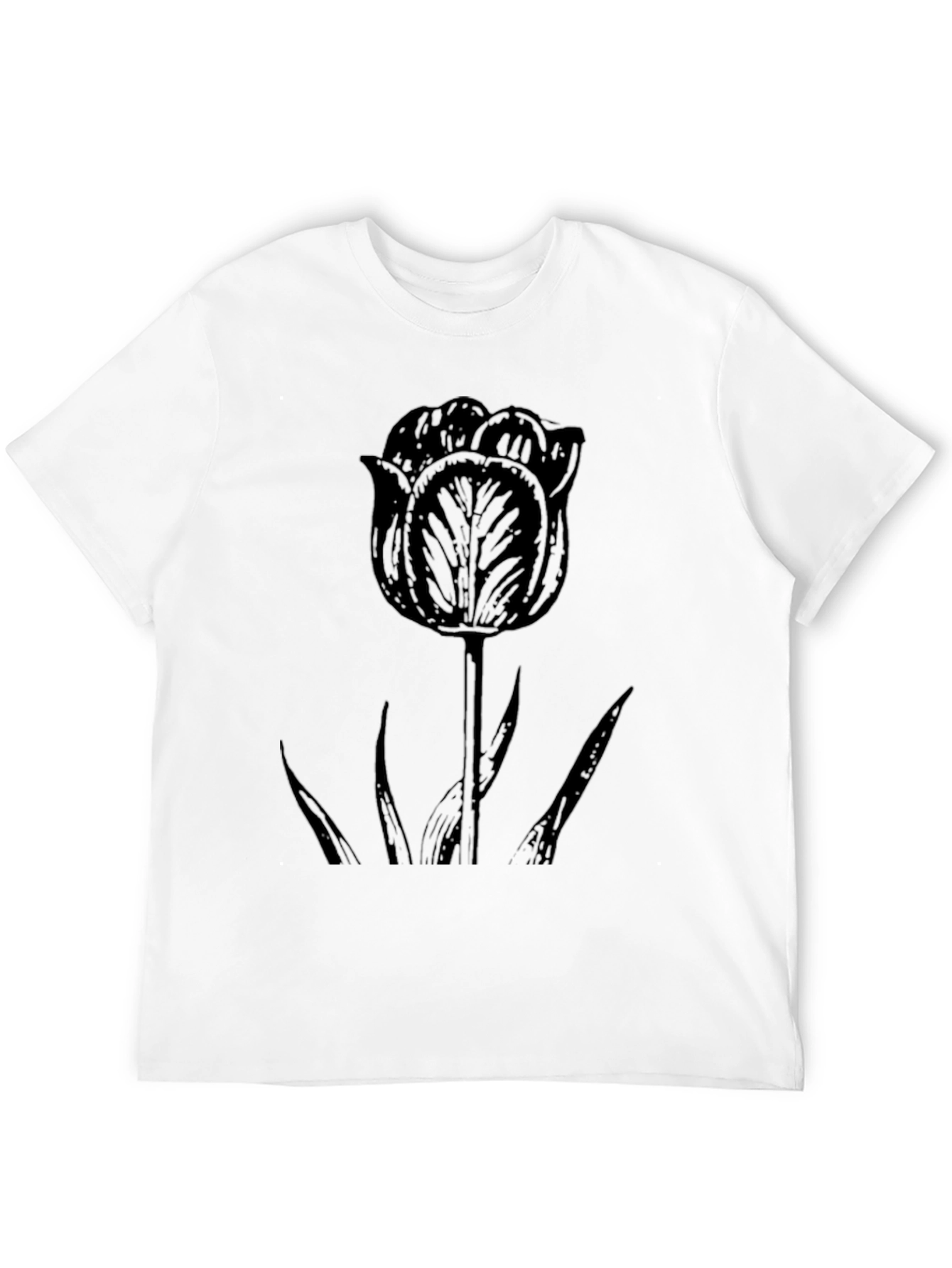 Black Tulip Graphic Tee - Mens Casual Shirt