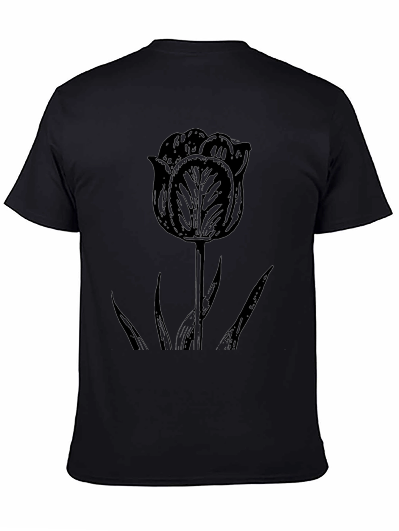 Black Tulip Graphic Tee - Mens Casual Shirt