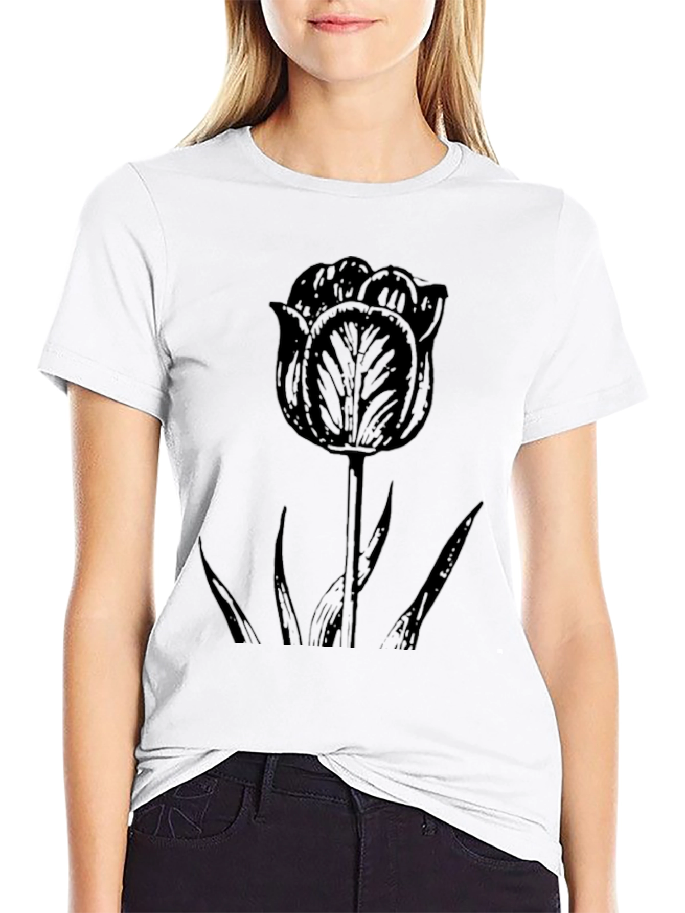 Black Tulip Graphic Tee - Mens Casual Shirt
