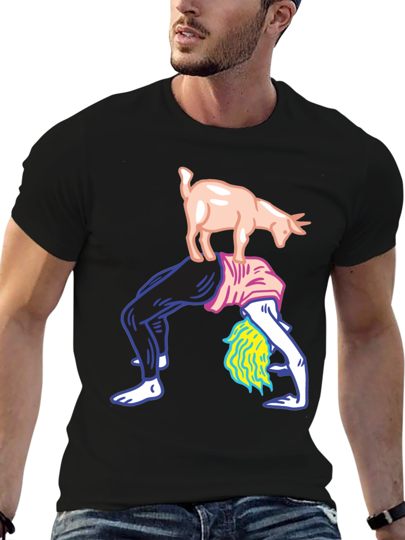 Goat Yoga Graphic Tee - Mens Black T-Shirt