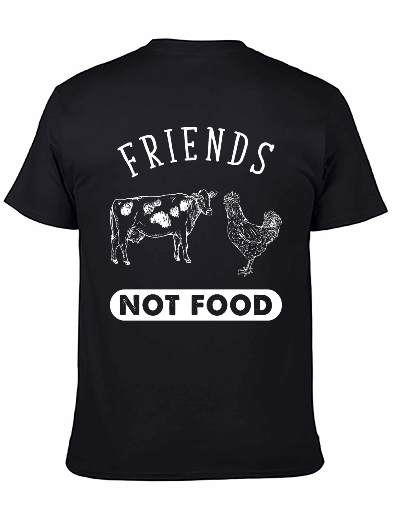 Friends Not Food T-Shirt Vegan Vegetarian Cow Chicken Tee