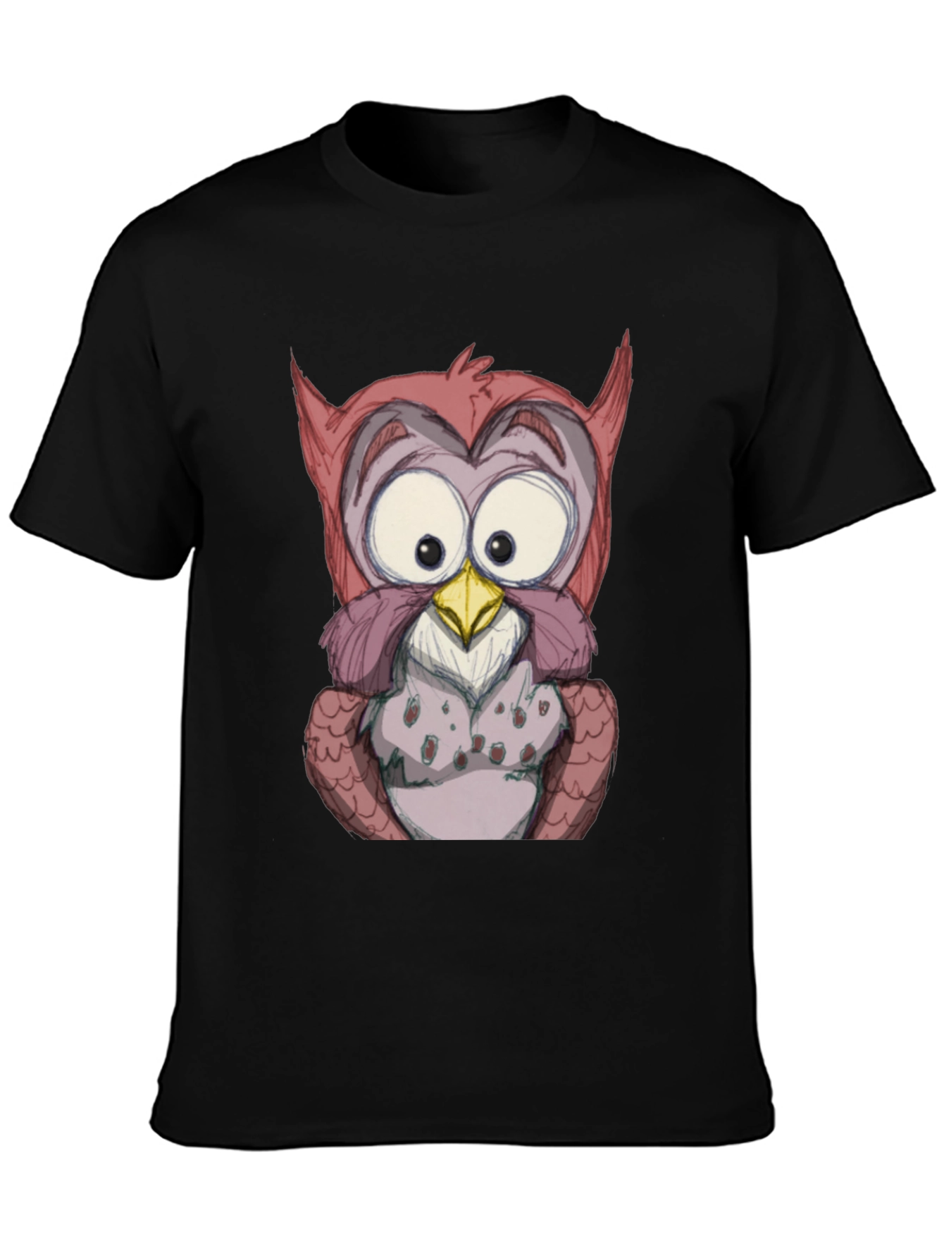 Cartoon Owl Graphic Black T-Shirt